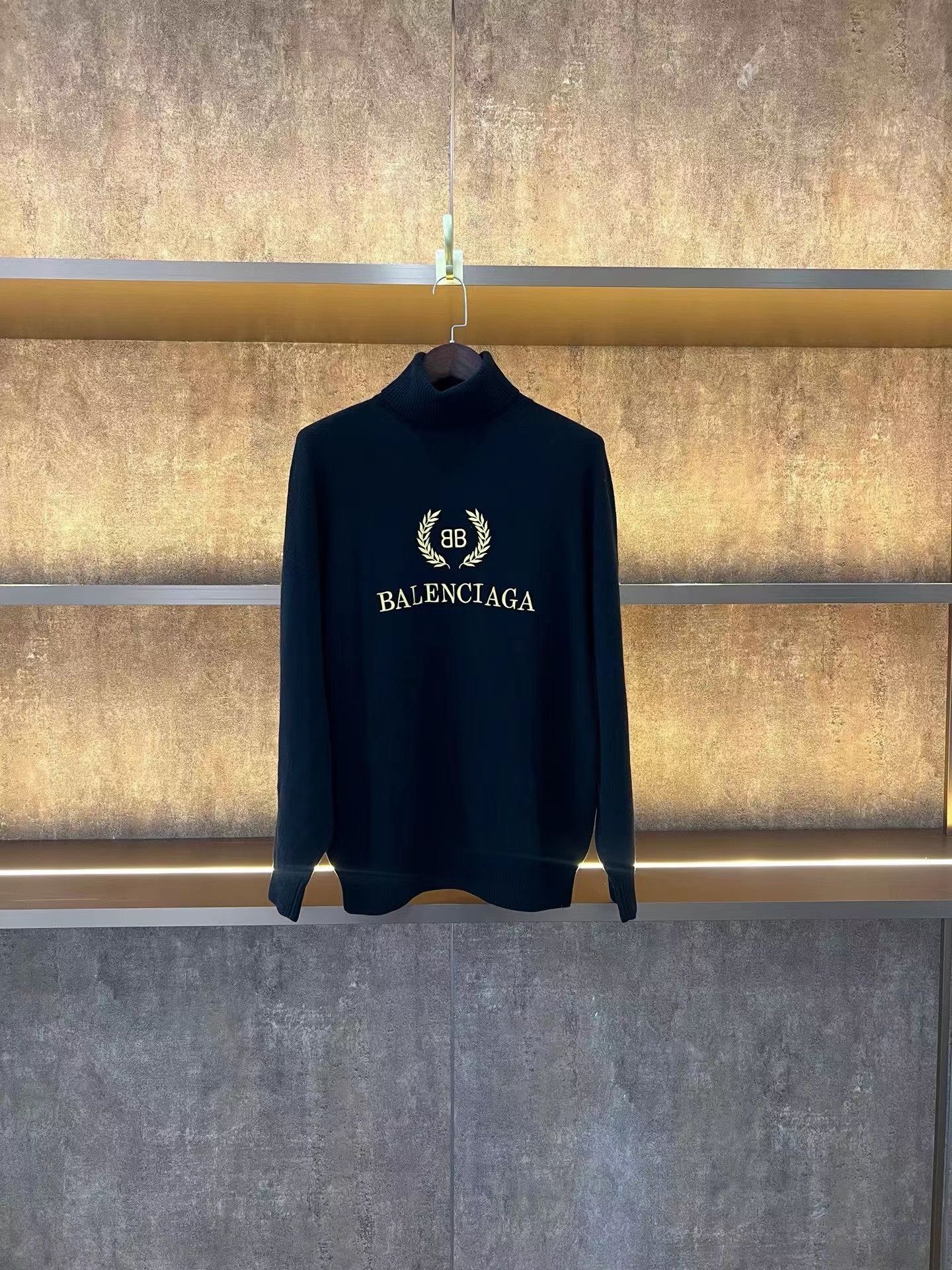 Balenciaga Balenciaga High-Neck Wheat Knit Sweater Size S / US 4 / IT 40 - 1 Thumbnail
