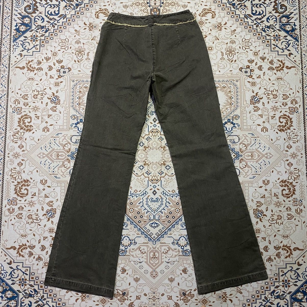 If Six Was Nine × Le Grande Bleu (L.G.B.) 2000s Y2K Max & Co Distressed Accent Flare Jeans Size US 30 / EU 46 - 2 Thumbnail