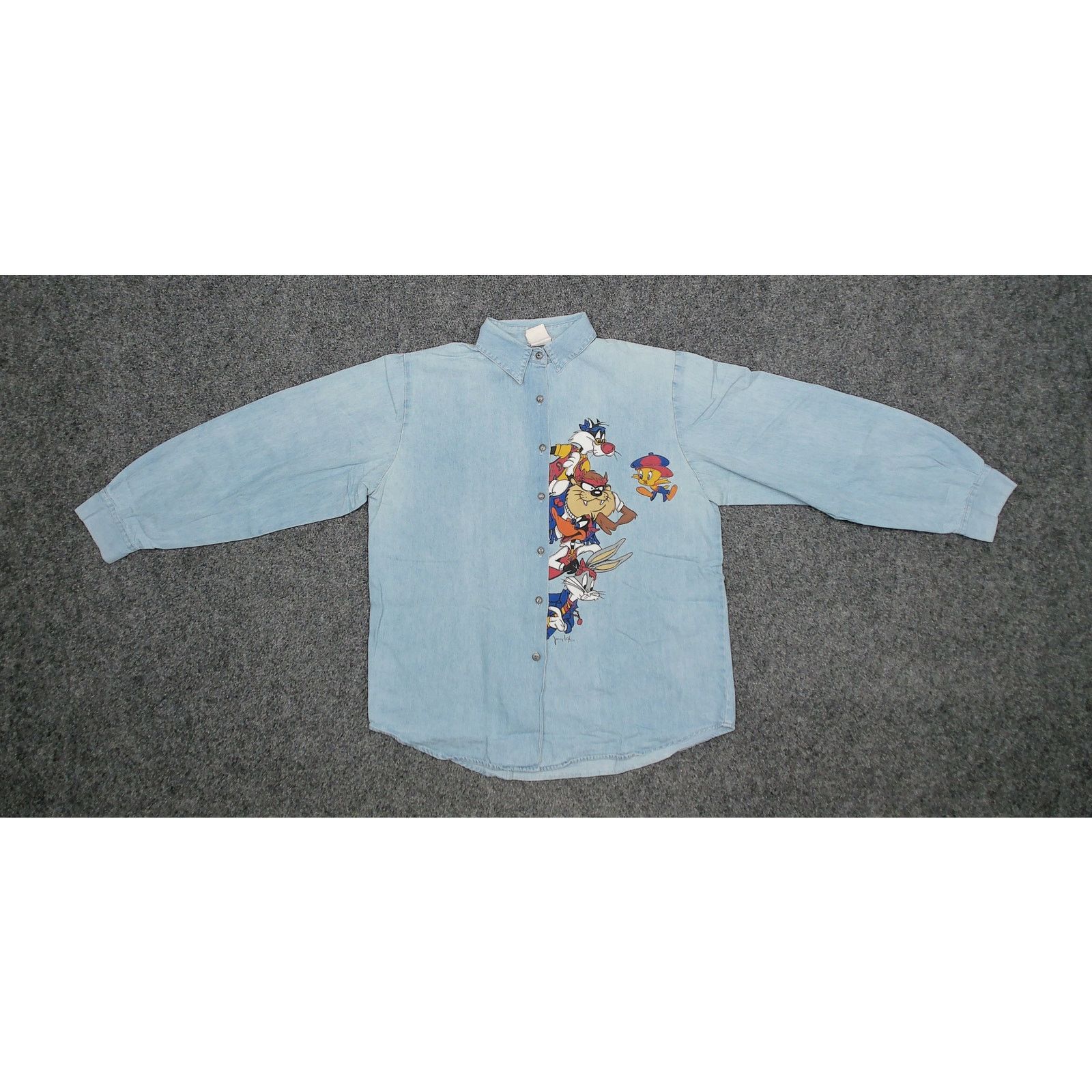 Vintage Jerry Leigh Y2K 2008 Looney Tunes Boxy Chambray Overshirt Size M / US 6-8 / IT 42-44 - 5 Thumbnail