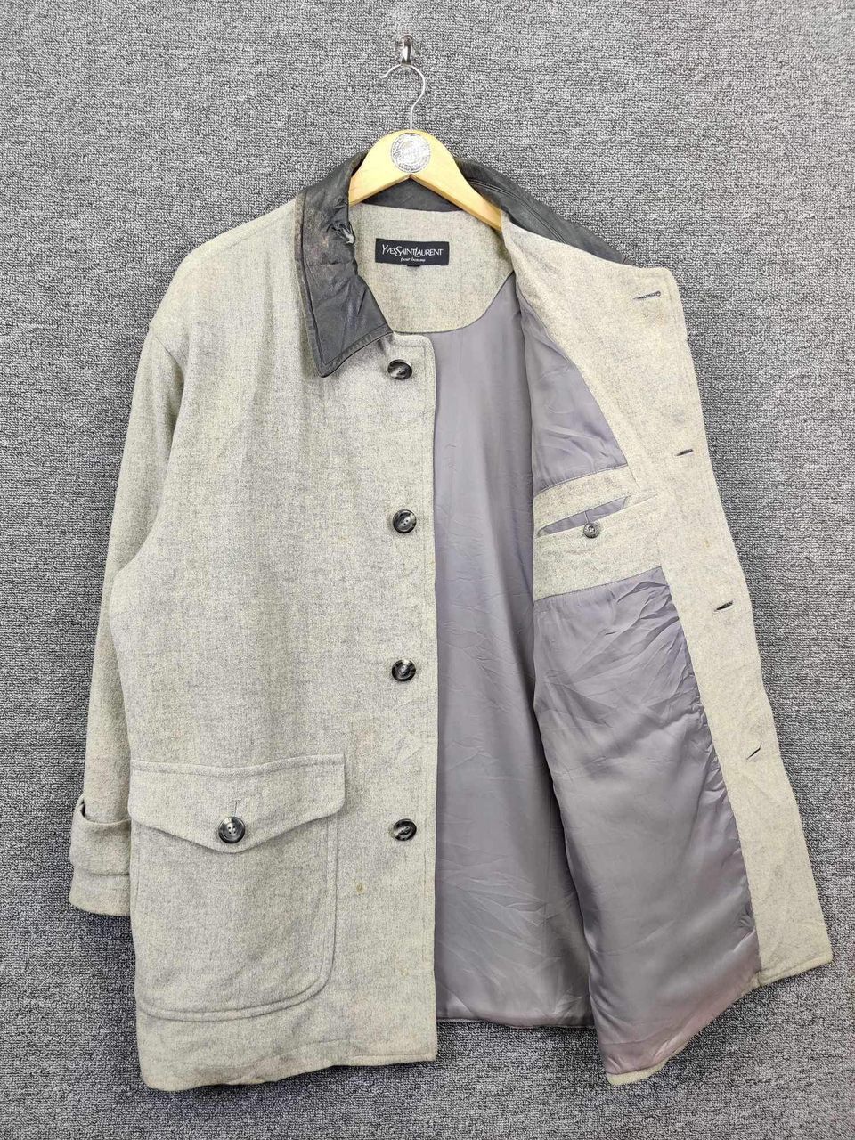 Yves Saint Laurent Vintage 90s Yves Saint Laurent Pour Homme Wool Button Coat Size US XL / EU 56 / 4 - 7 Thumbnail