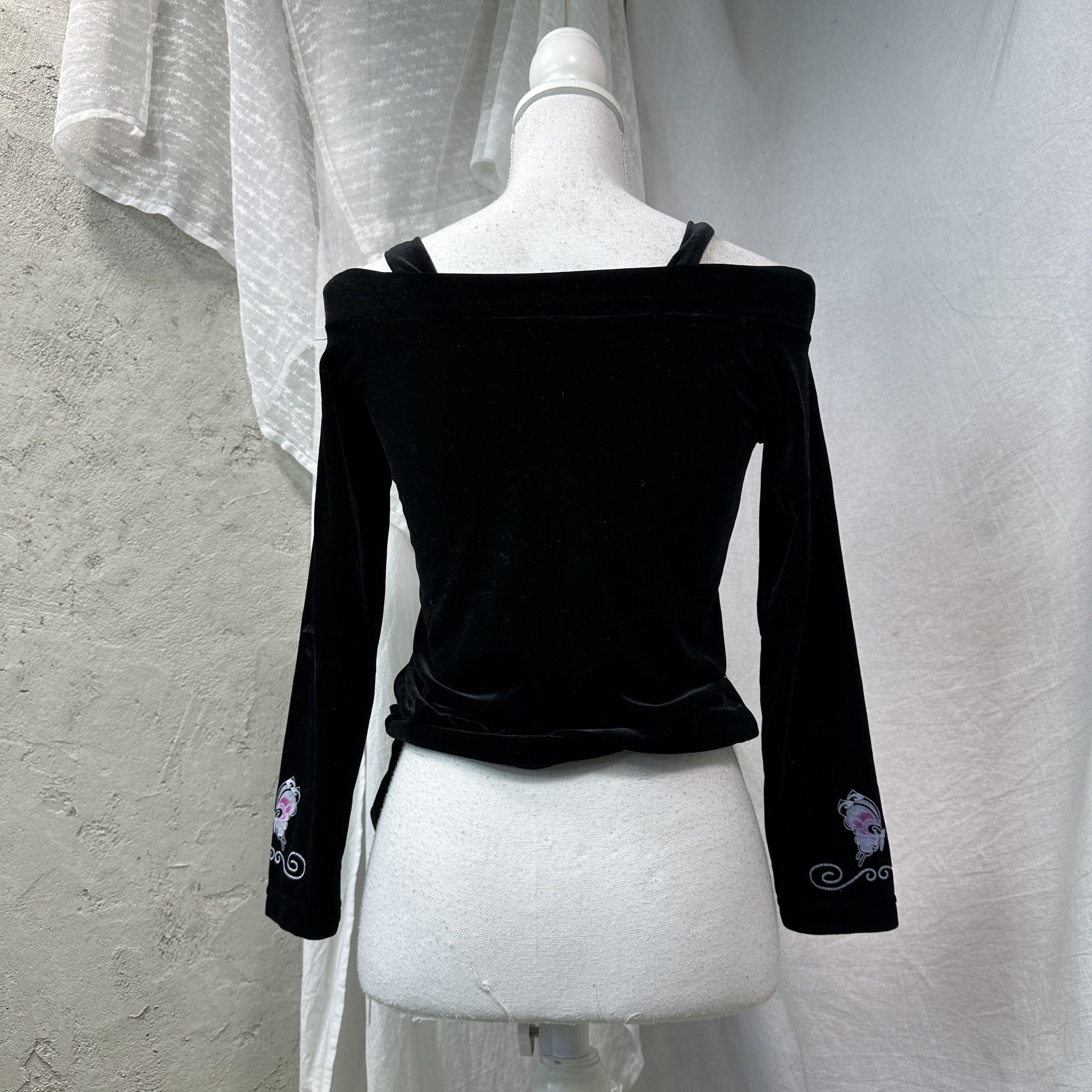 Vintage Vintage Avant Garde Velvet Butterflies Longsleeve 00s Size XS / US 0-2 / IT 36-38 - 7 Thumbnail