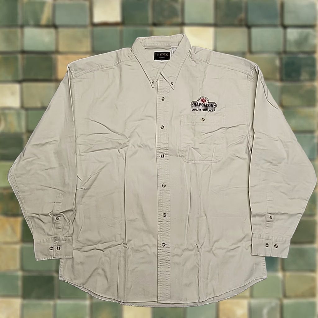 Vintage VTG Texx Canada Shirt Mens XL Khaki Twill Outdoor Cabin Classic Casual Shirt Mens XL Beige Button-Up Twill Cotton External Pockets USA Theme Size US XL / EU 56 / 4 - 1 Thumbnail