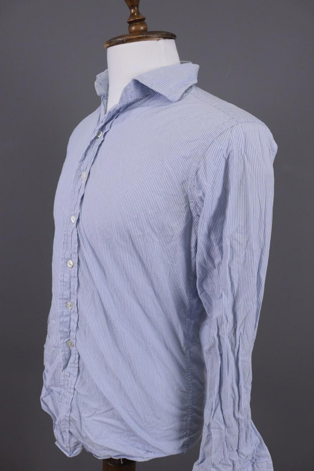 Drake's Drakes Easyday Blue Pinstripe Shirt Size 40 / 15 3/4 Size US M / EU 48-50 / 2 - 10 Thumbnail