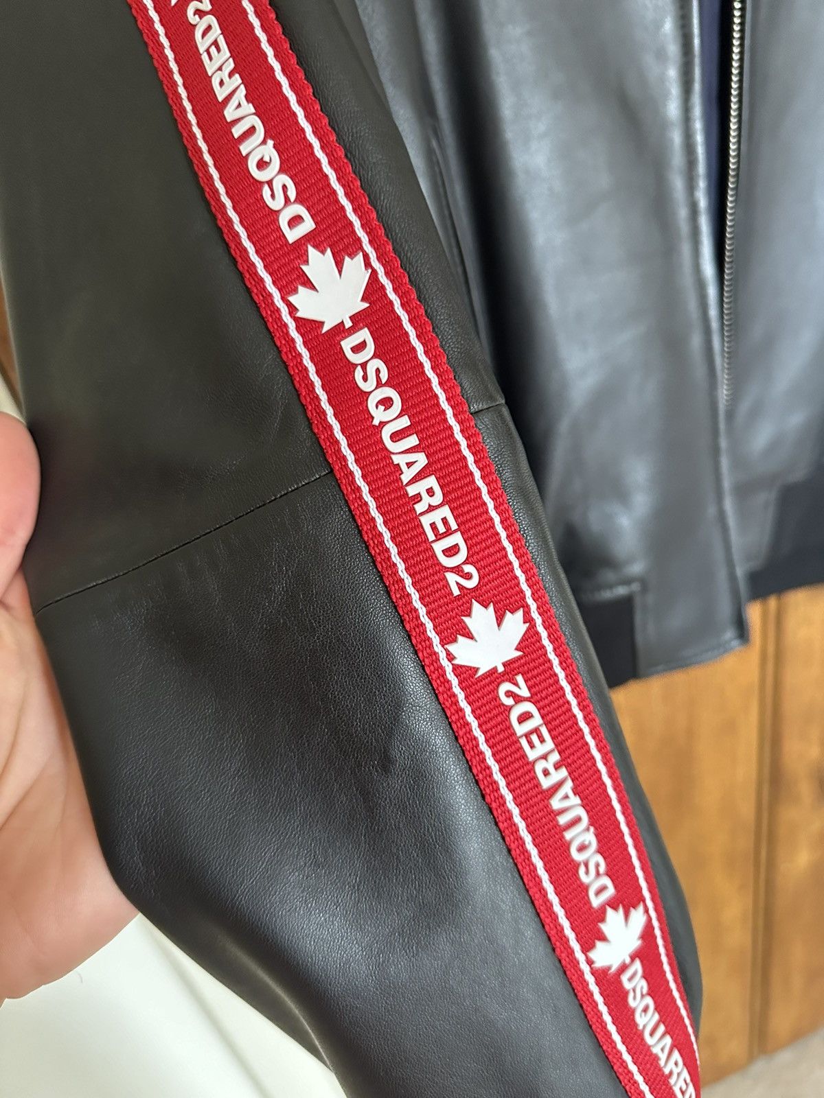 Dsquared2 FW20 Dsquared tape logo leather hoodie jacket Grail Size US L / EU 52-54 / 3 - 11 Thumbnail