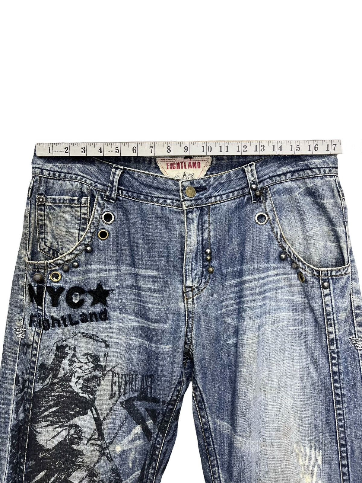 Everlast 🔥Vintage EVERLAST NEW YORK CITY FIGHTLAND Distressed Denim Size US 34 / EU 50 - 22 Thumbnail