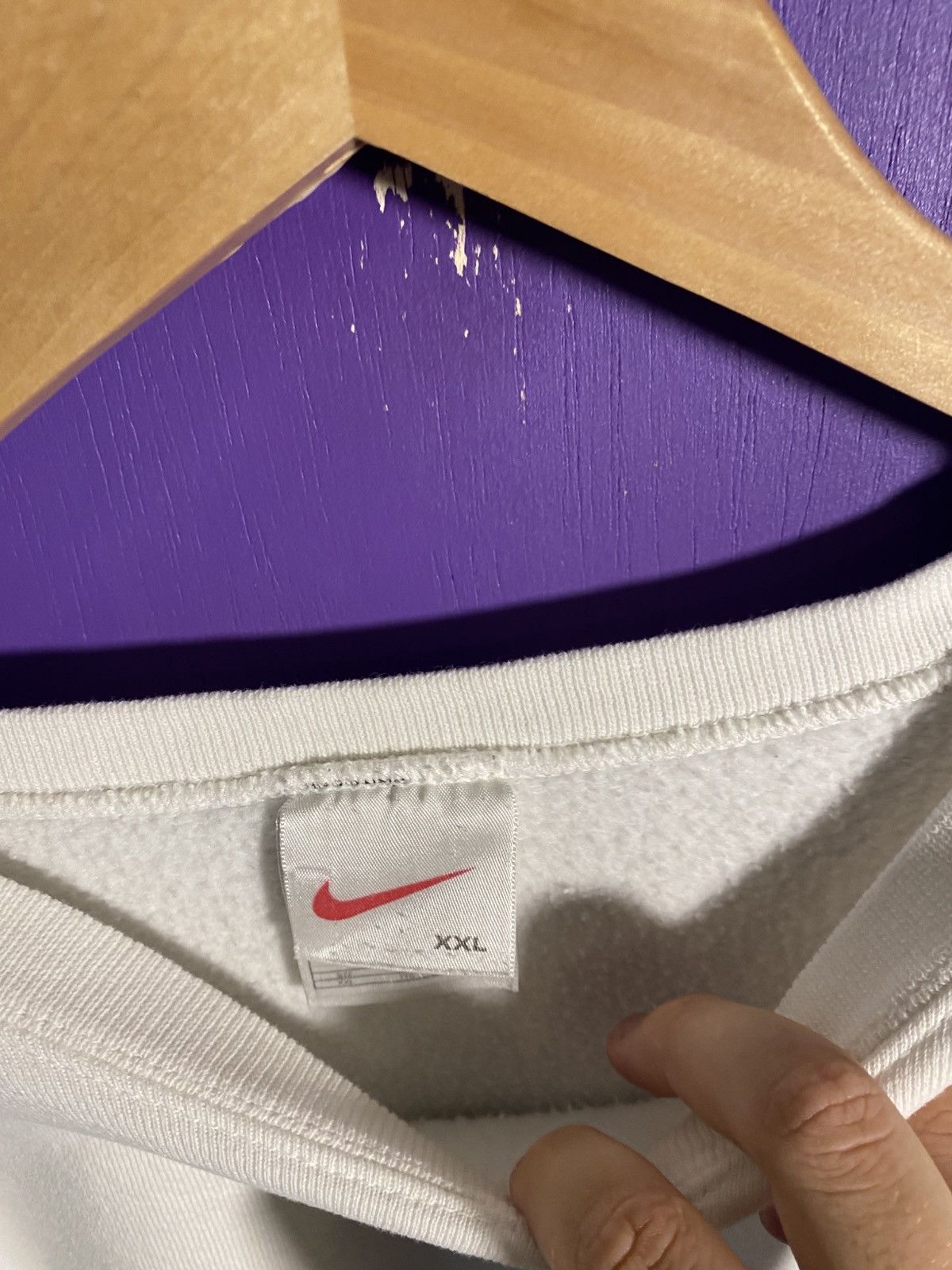 Nike Vintage 90s Nike simple swoosh white sweatshirt Size US XXL / EU 58 / 5 - 4 Thumbnail