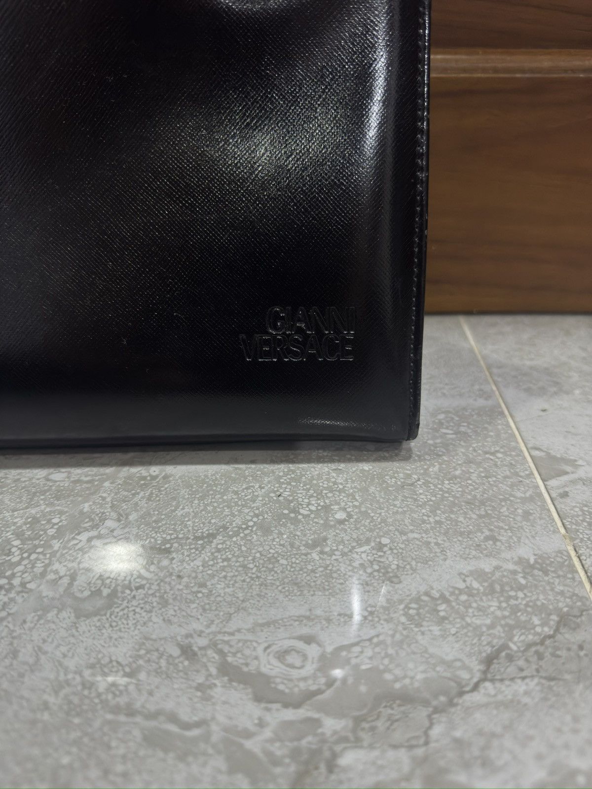 Other Authentic Gianni Versace Black Handbag Vintage Size ONE SIZE - 4 Thumbnail