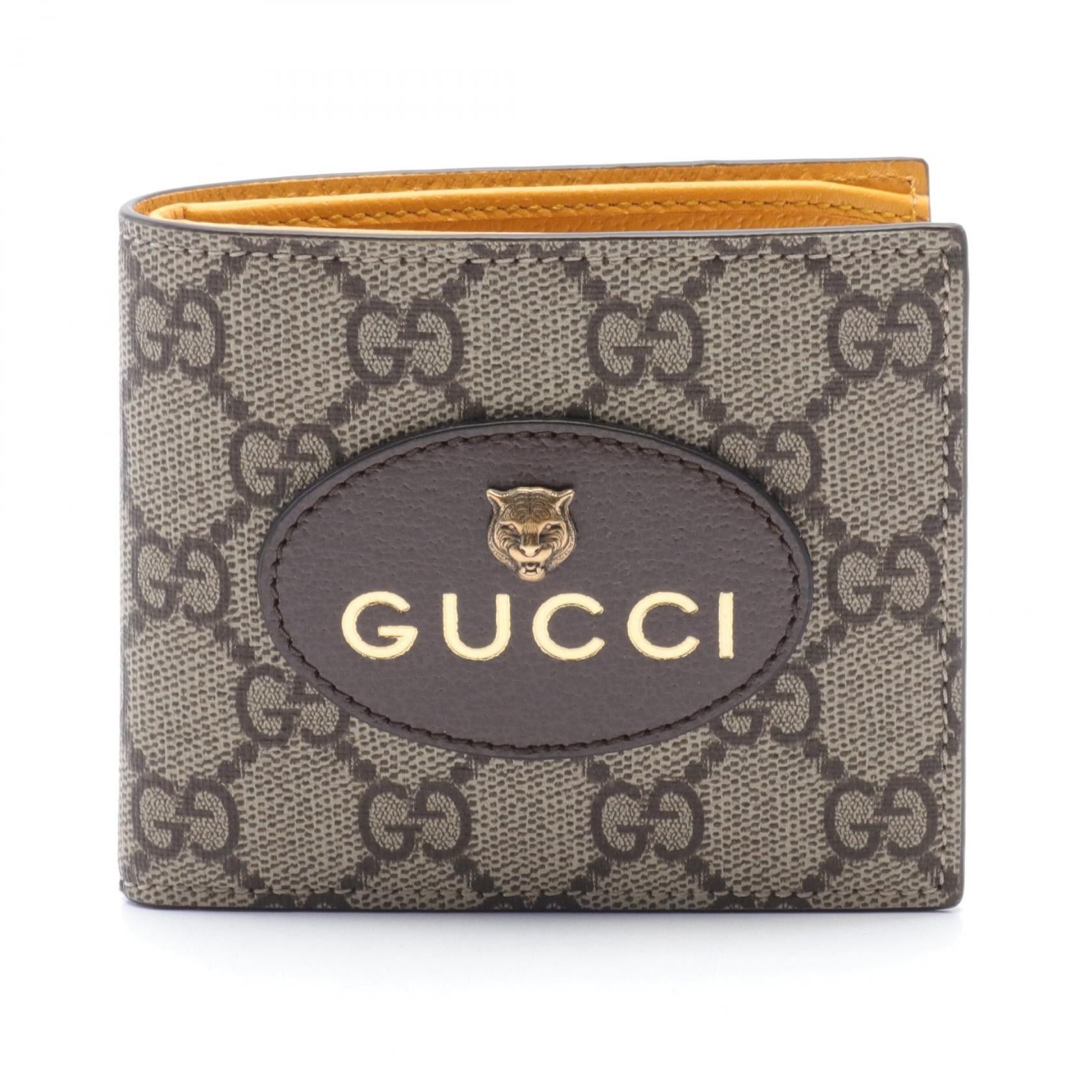 Gucci Gucci Neo Gg Supreme Bi-Fold Wallet Coated Canvas Leather Beige Brown Size ONE SIZE - 1 Thumbnail