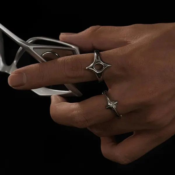 Jewelry Silver Geometric Modern Rings, Unique Statement Jewelry Size ONE SIZE - 3 Thumbnail