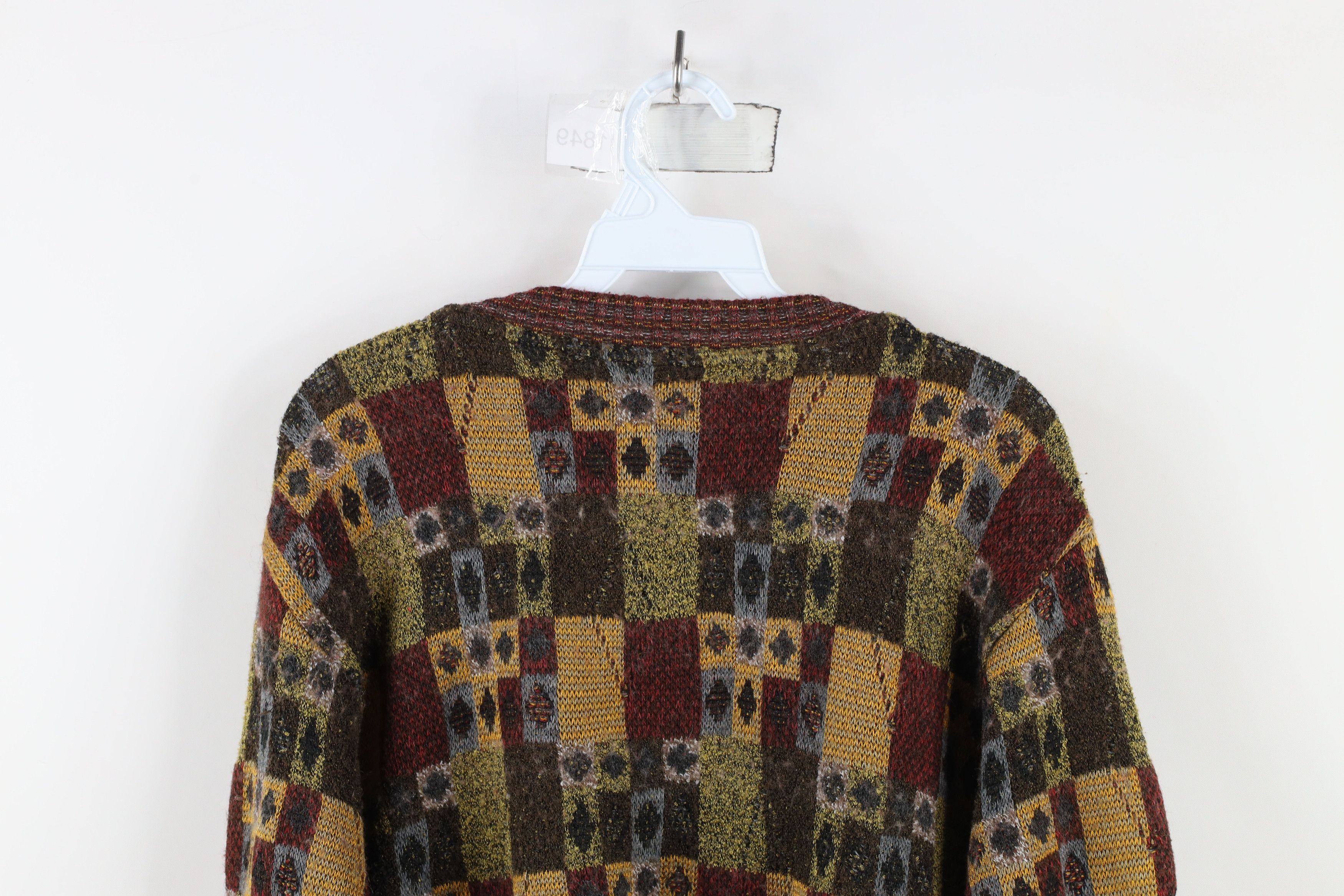 Vintage Vintage 90s Coogi Style Rainbow Checkered Knit Sweater Size US L / EU 52-54 / 3 - 9 Thumbnail