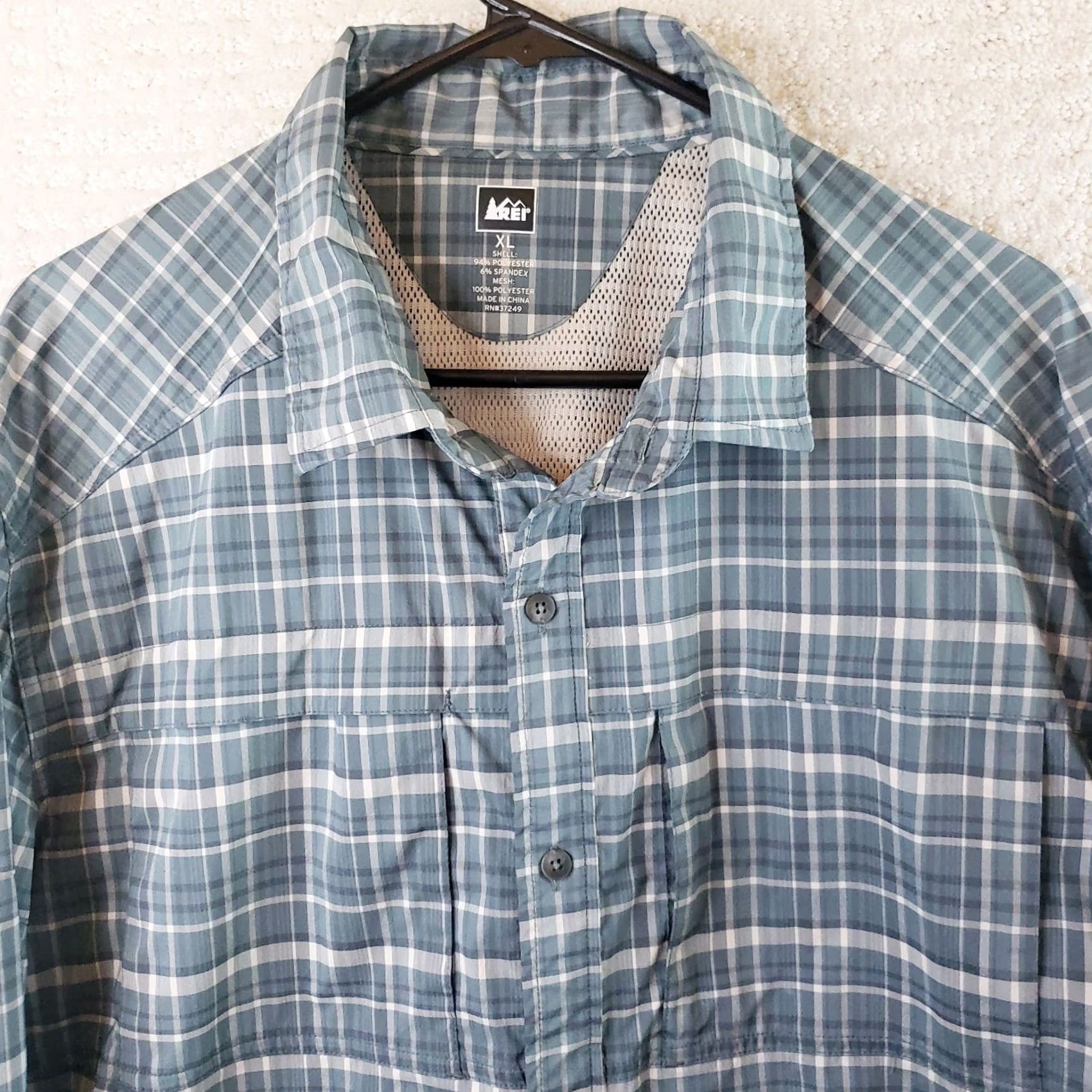 Vintage REI Co-op Shirt Mens XL Button-Up Plaid Blue Green Long Sleeve Vented Moisture Wicking Pocket Size US XL / EU 56 / 4 - 3 Thumbnail