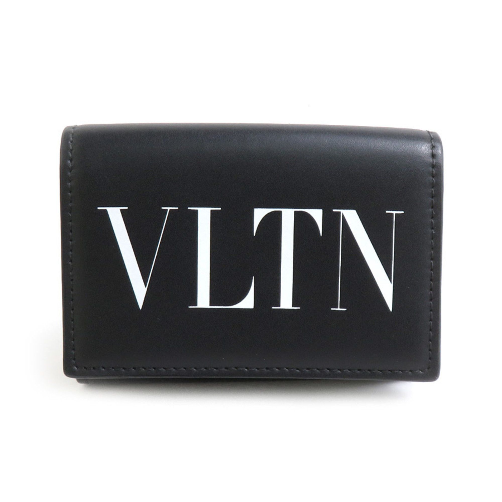 Valentino Garavani Tri-fold Wallet Leather Black Men's Women's h31020a