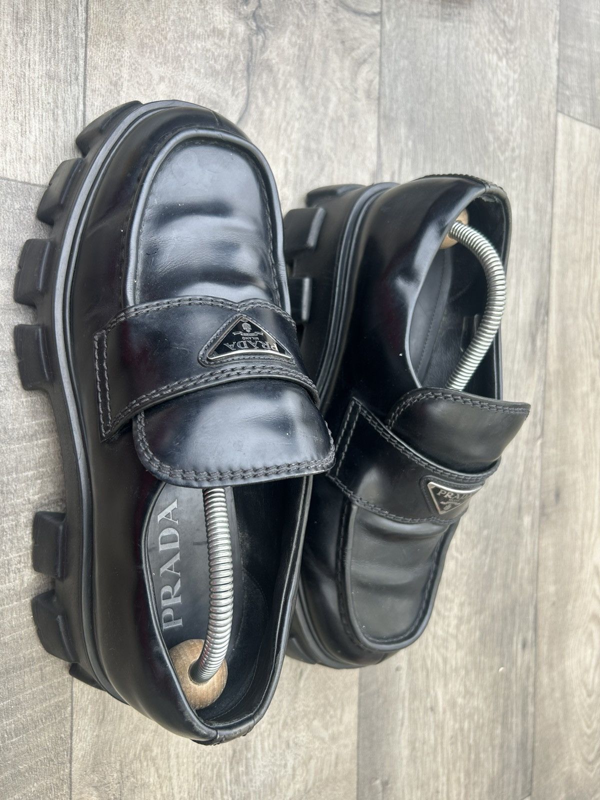 Prada Prada Men's Monolith Brushed Leather Loafers Size US 8.5 / EU 41-42 - 4 Thumbnail