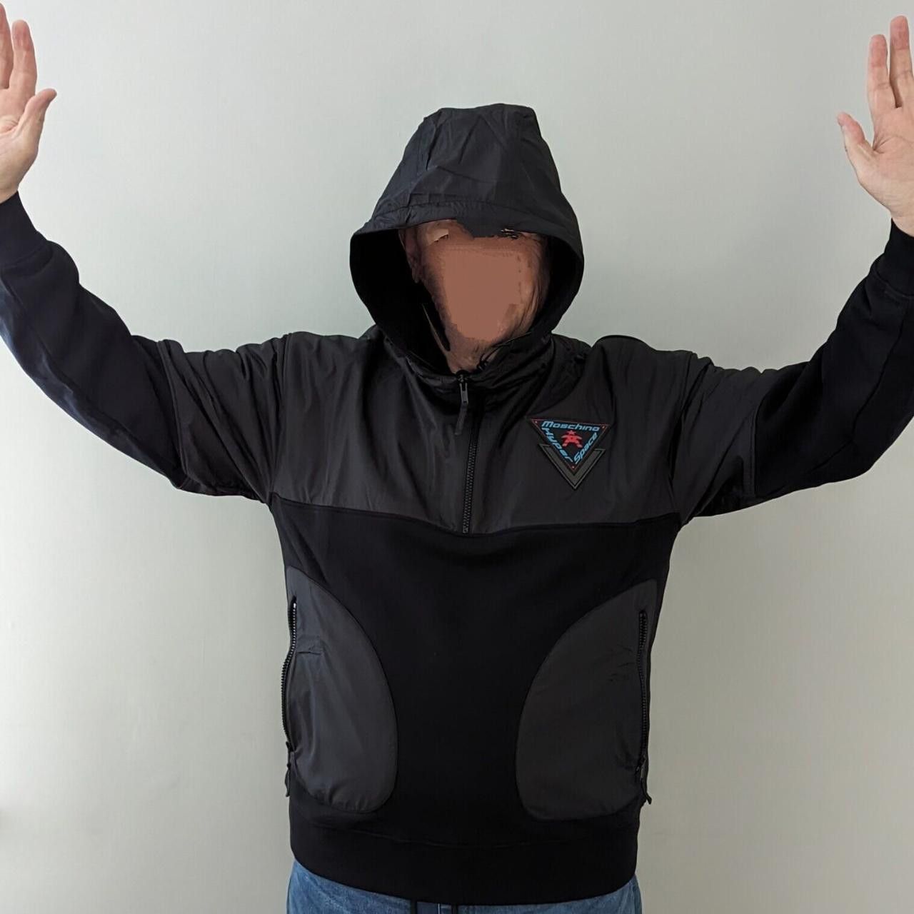 Moschino o1y0225 Logo Shell Hooded Jacket in Black/Grey Size US XL / EU 56 / 4 - 3 Thumbnail