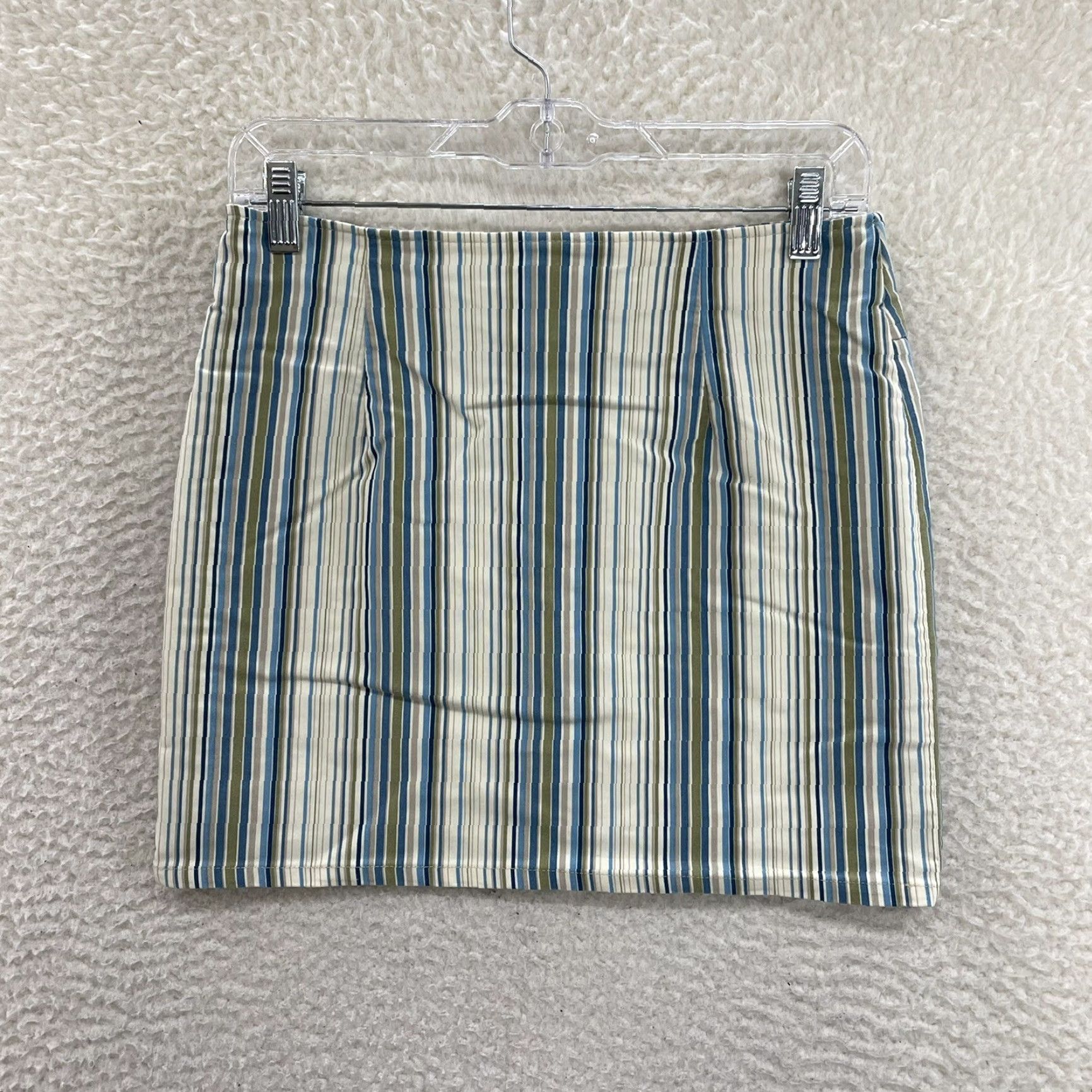 Vintage VINTAGE 90s Y2K Striped Mini Skirt Blue M Women's 6/8 27/28 Grunge Corpcore Size 32" / US 10 / IT 46 - 2 Thumbnail