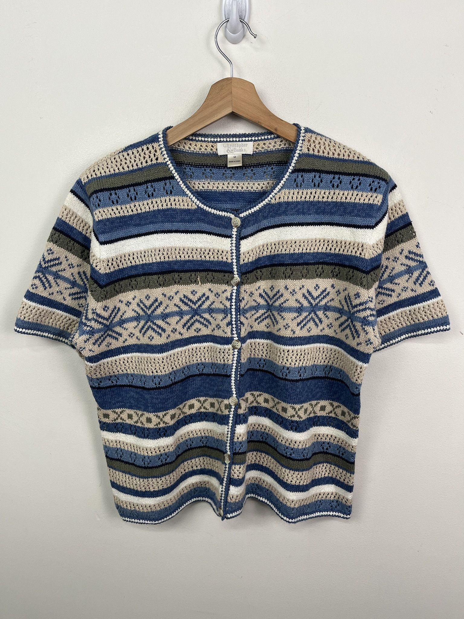 Other Vintage 1990s Cardigan Knit Tee Shirt 90s Short Sleeve Knit Cardigan Sweater Size S (M) Size US S / EU 44-46 / 1 - 1 Thumbnail