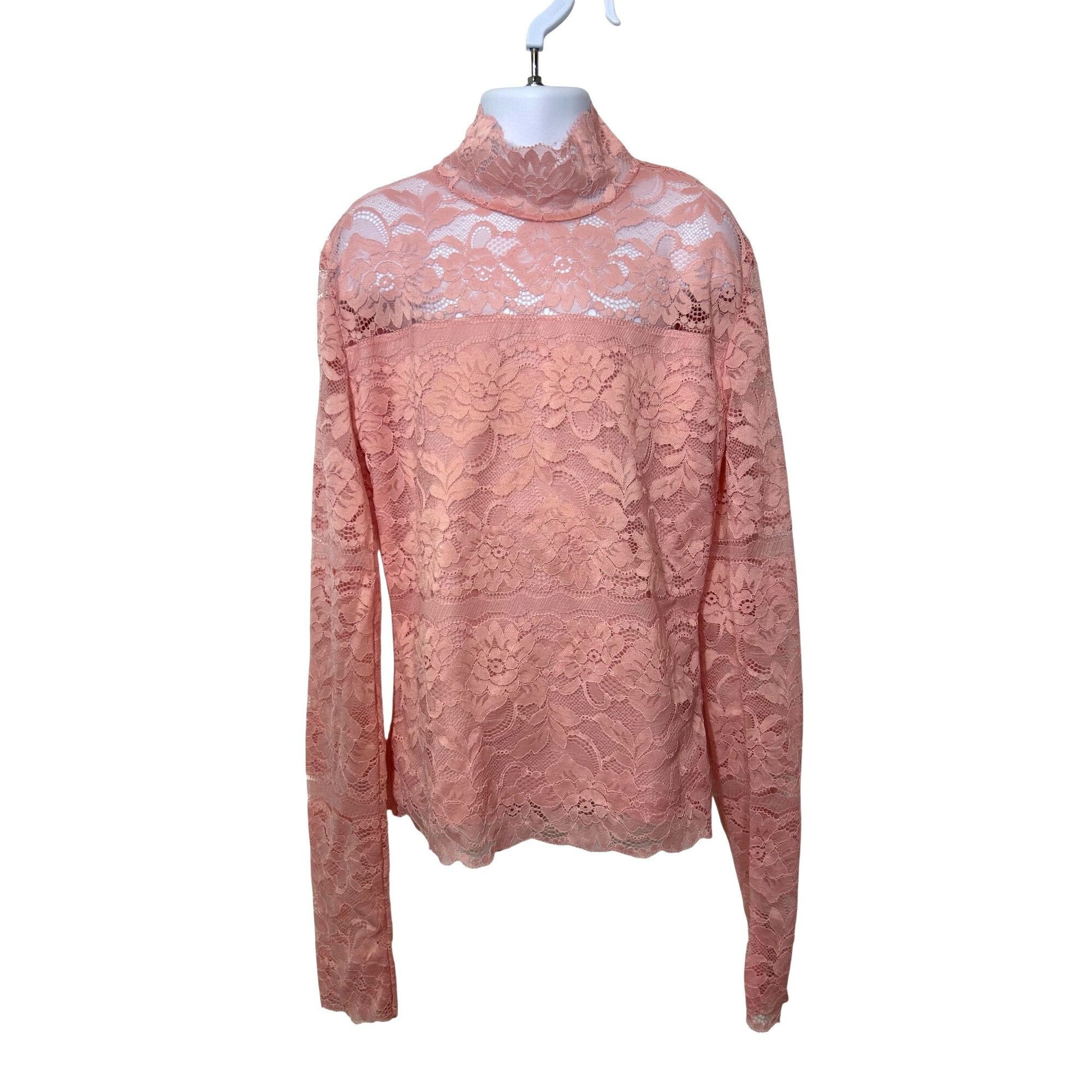 Other Mock Neck Pink Floral Lace Top S Juniors Long Sleeve Dressy Size S / US 4 / IT 40 - 1 Thumbnail