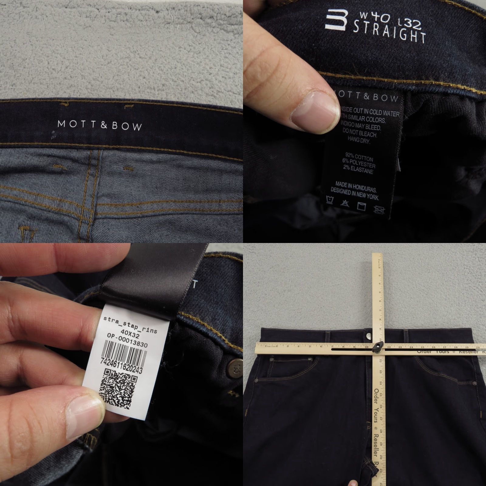 Mott & Bow Mott & Bow Jeans Men 40x32 Straight Blue Dark Indigo Wide Leg Stretch 5 Pocket Size US 40 / EU 56 - 8 Thumbnail