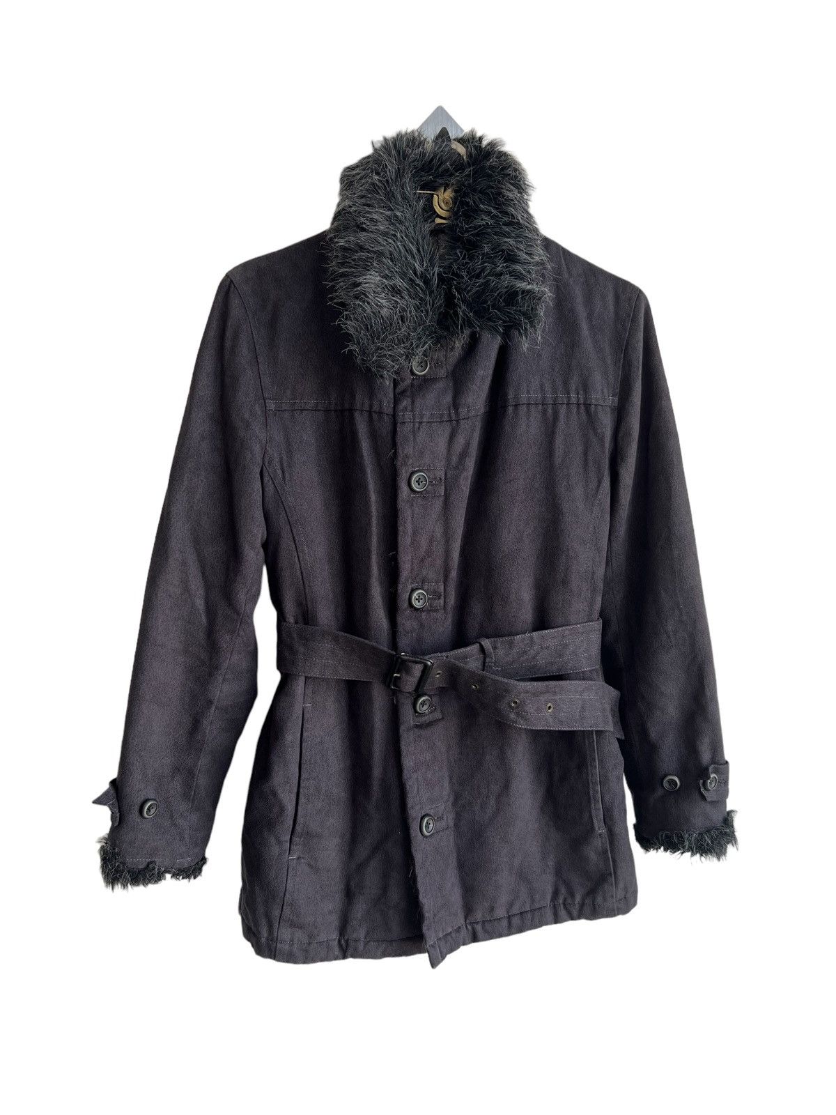 Yasuyuki Ishii 1990s Tornado Mart 🇯🇵 Faux Fur Part Belted Biker Coat Jacket Size US M / EU 48-50 / 2 - 3 Thumbnail