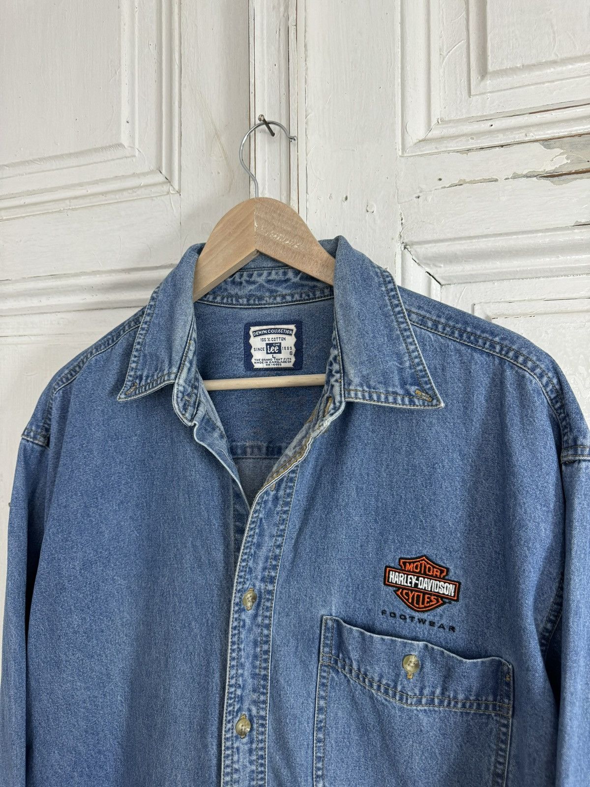 Harley Davidson × Lee × Vintage Lee Harley Davidson Vintage Denim Jeans Shirt Size US L / EU 52-54 / 3 - 5 Thumbnail