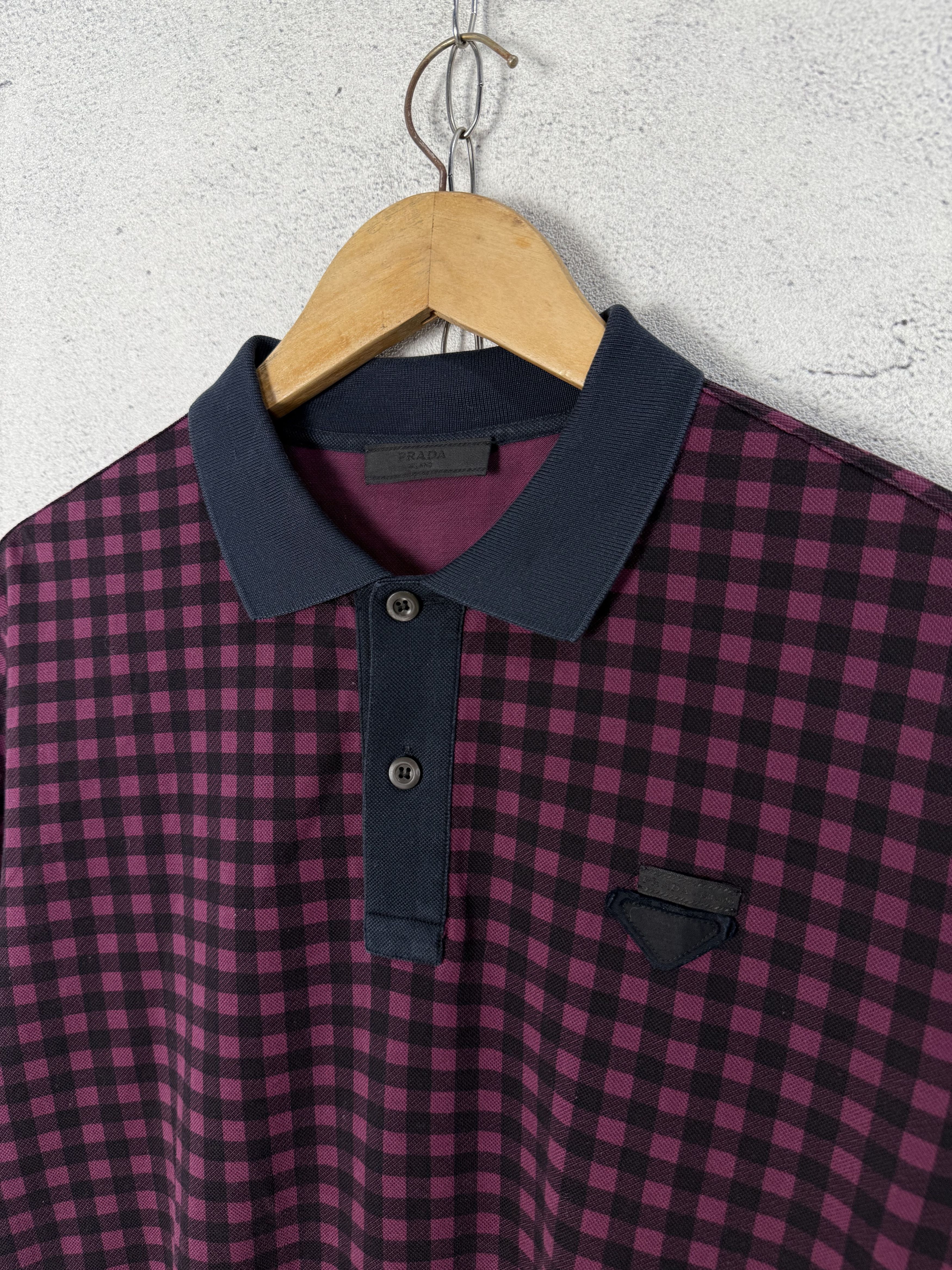 Prada Prada Checkered Polo Shirt Size US L / EU 52-54 / 3 - 4 Thumbnail