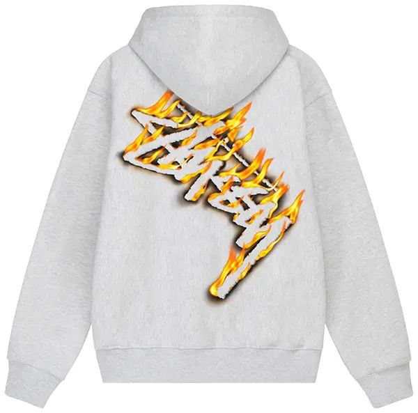 Stussy Burning Stock Zip Hoodie 'Ash Heather