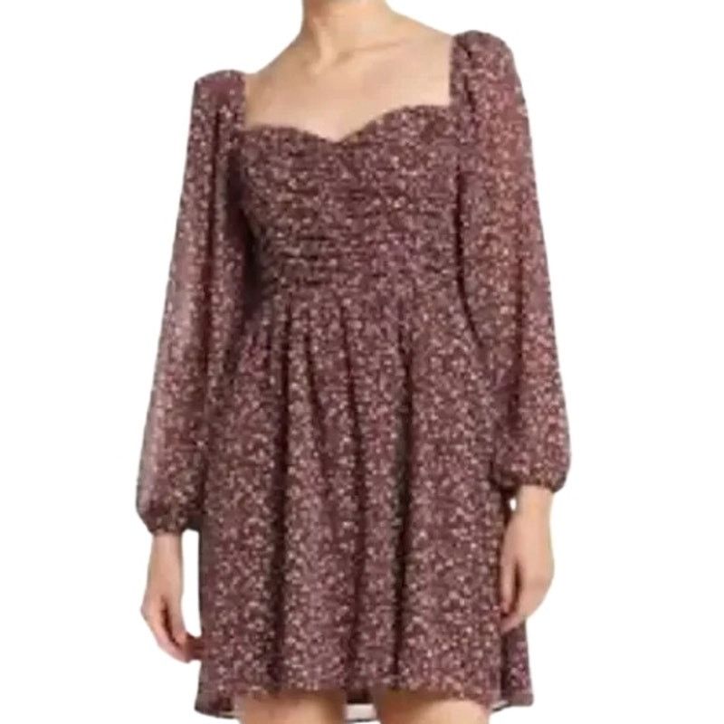 Other Lush Mini Dress Floral Pattern Long Puff Sleeve Multi M NWOT Size M / US 6-8 / IT 42-44 - 1 Thumbnail