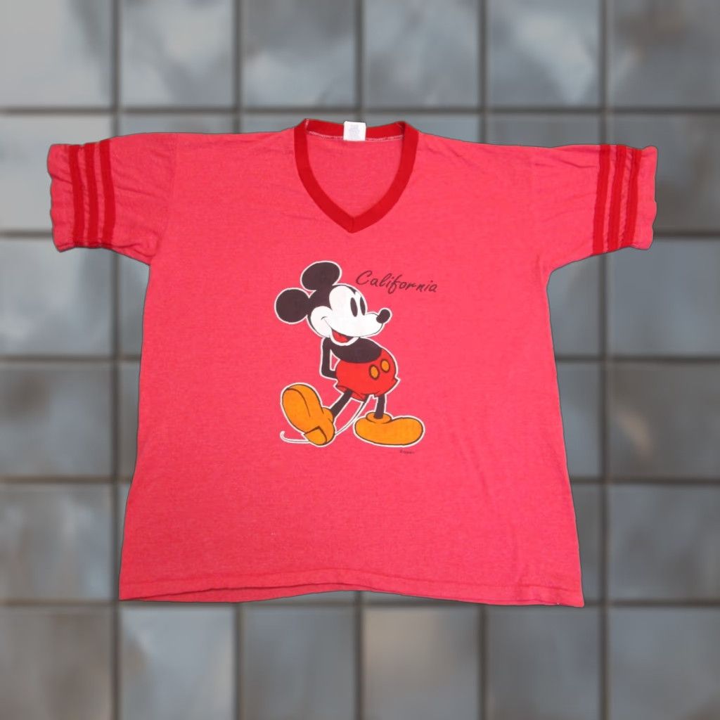 Velva Sheen VINTAGE Velva Sheen Disney T-Shirt Men XL ringer 80s Mickey Mouse Stripe California Single Stitch Band Sleeve Solid Pattern Size US XL / EU 56 / 4 - 1 Thumbnail