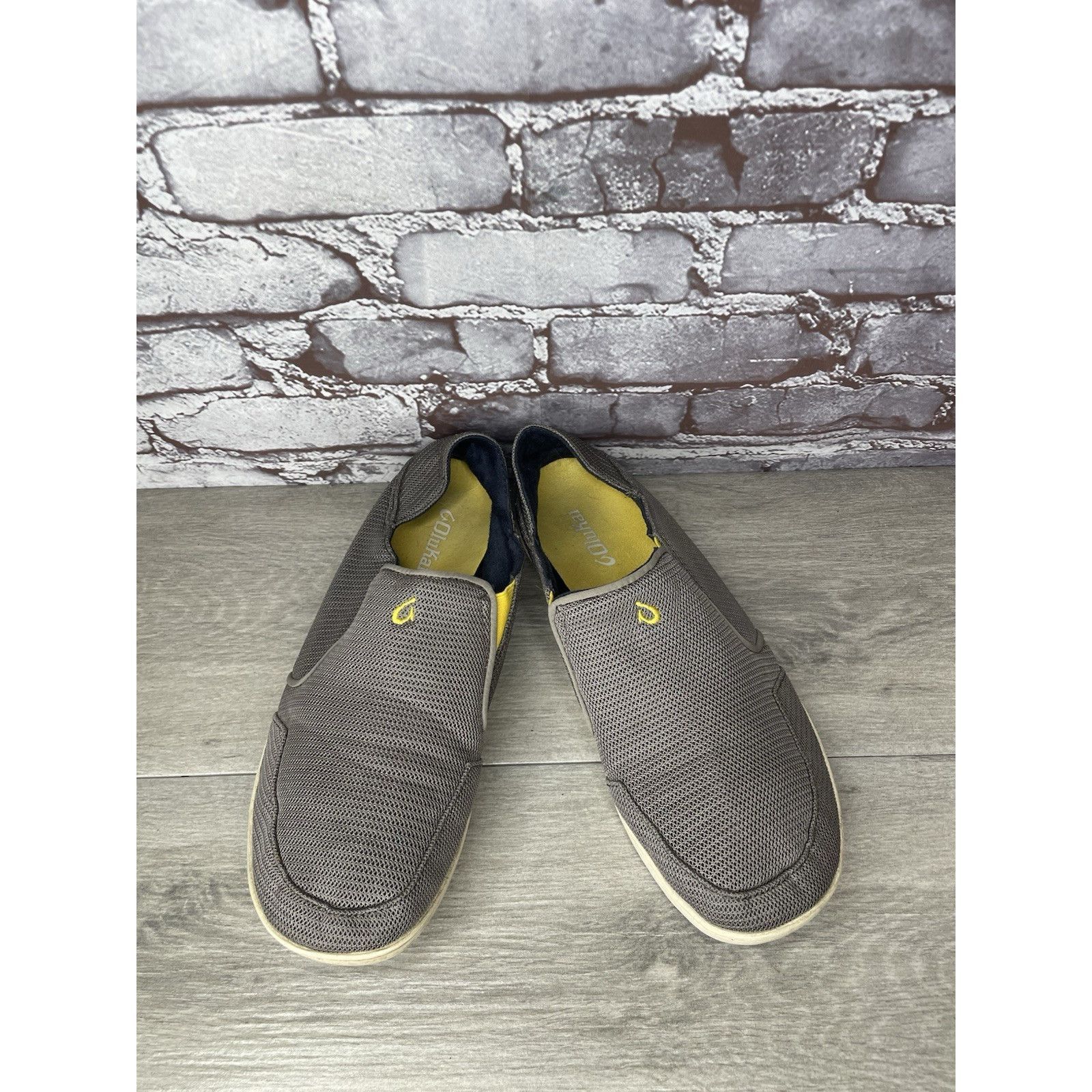 Olukai Olukai Nohea Mesh Comfort Gray Yellow Slip Casual On Shoes M Size US 10.5 / EU 43-44 - 11 Thumbnail
