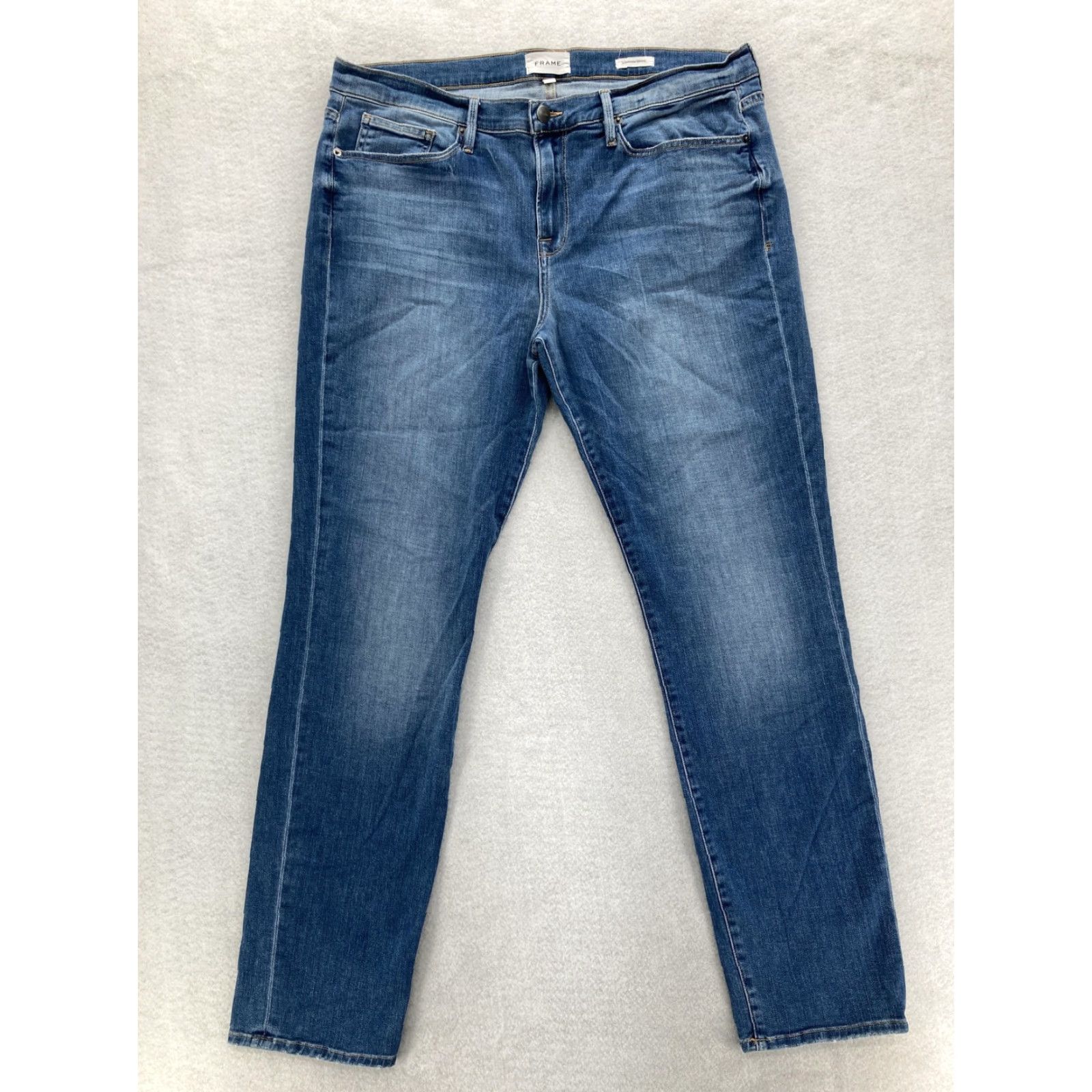 Frame FRAME Jeans Mens 38x32 Blue Denim L'Homme Skinny Surfside Wash Stretch Preppy Jeans Size US 38 / EU 54 - 2 Thumbnail