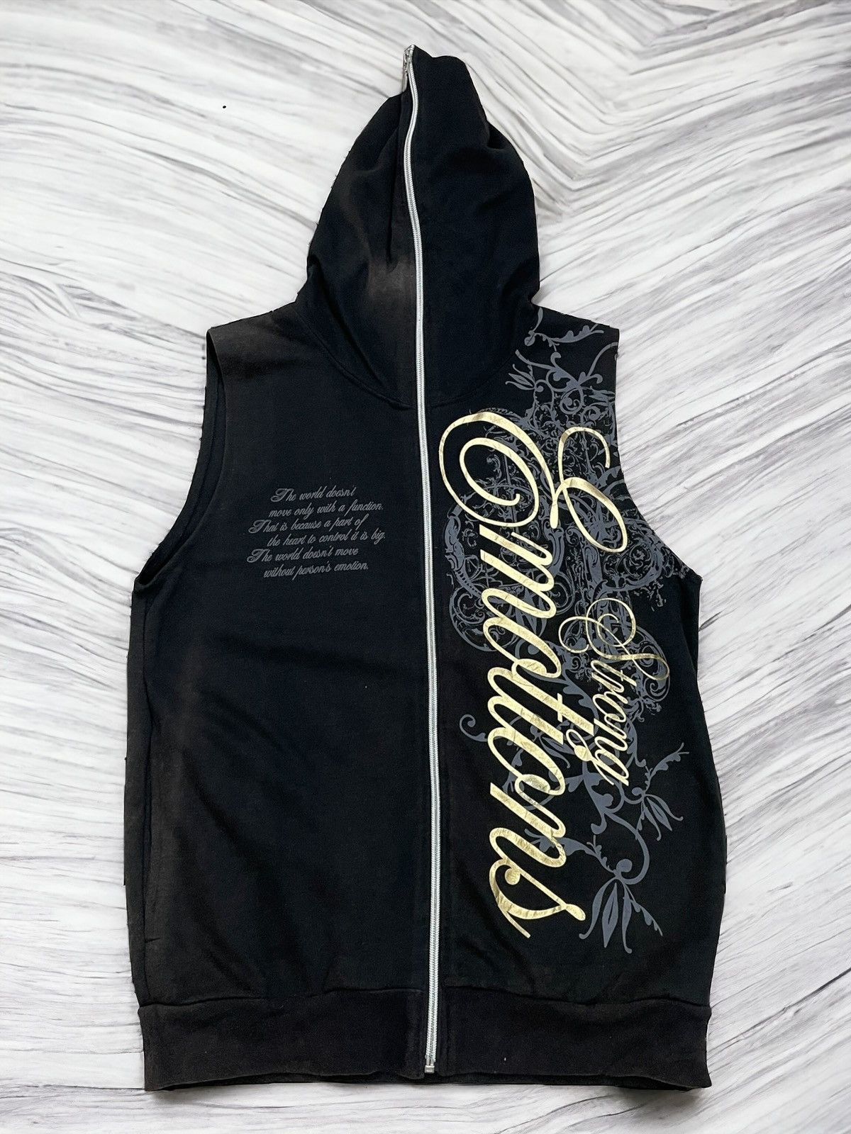 Affliction Strong Emotions Life Poem Sleeveless Faded Tartan Hoodie Size US M / EU 48-50 / 2 - 1 Thumbnail