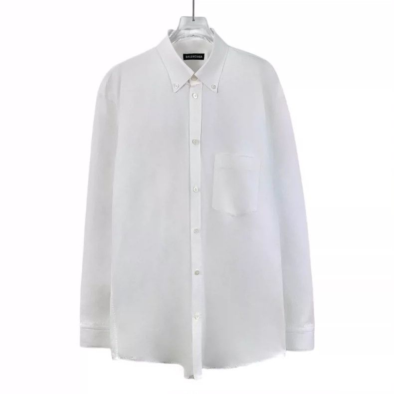 Balenciaga size 38 White logo monogrammed cotton lapel sin