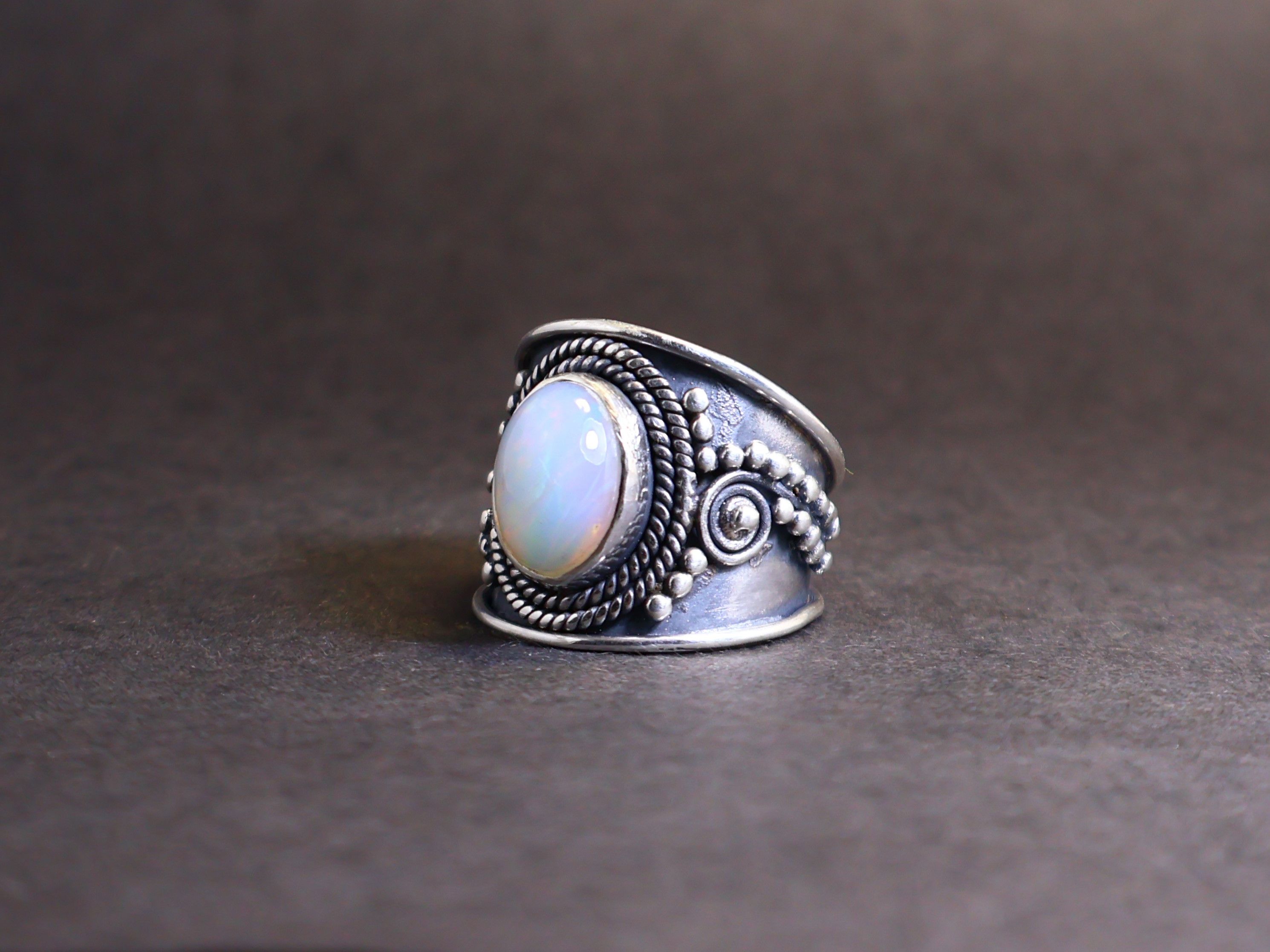 Handmade Opal Ring, Multi colour Fire Opal, 925 Silver Handmade Ring, Size ONE SIZE - 6 Thumbnail