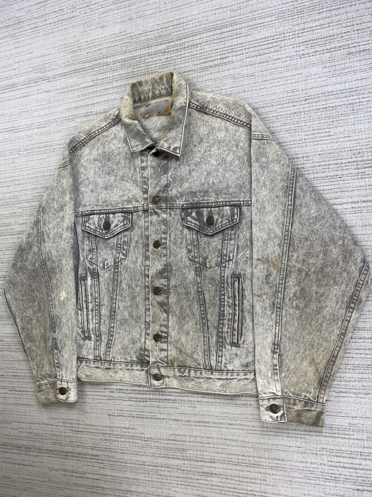 Levi's 🔥Vintage 60s Levi’s Acid Grey Denim Trucker Jacket Size US XL / EU 56 / 4 - 4 Thumbnail