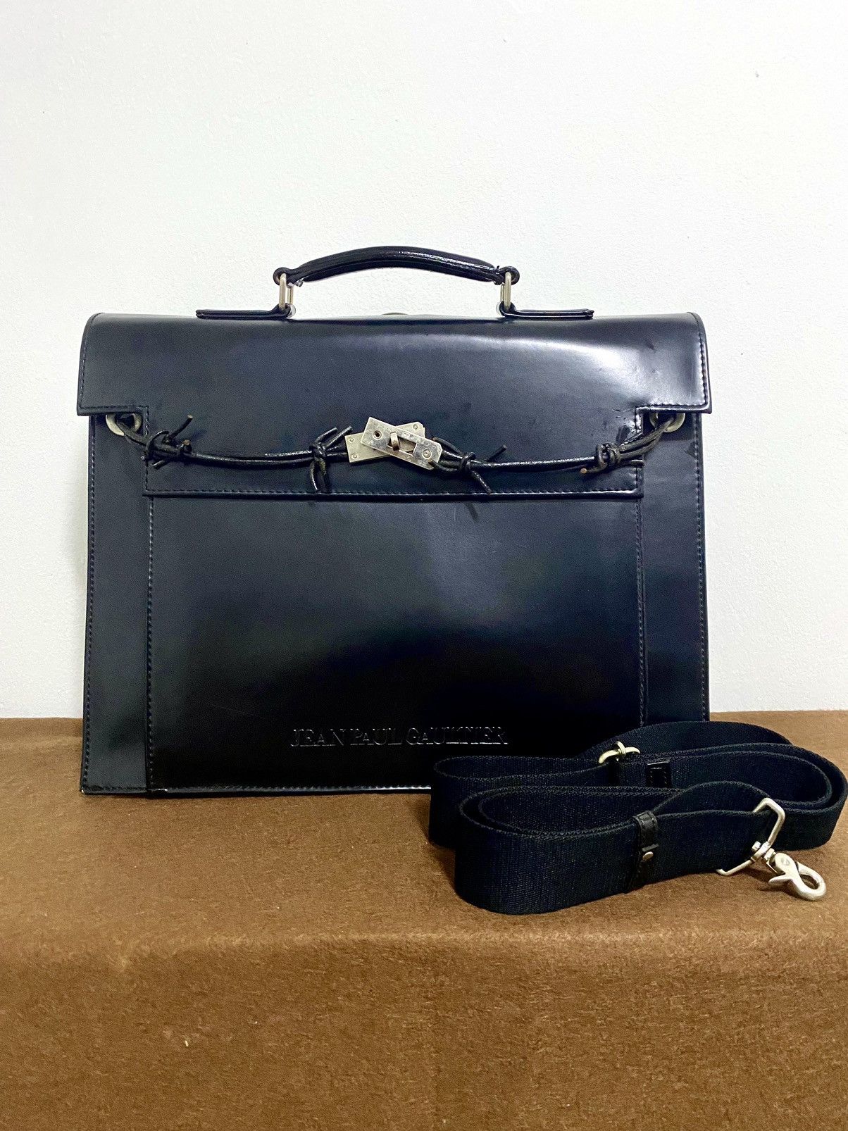 Jean Paul Gaultier Rare 90s JPG Birkin Kelly Leather GothicBriefcase Bag Size ONE SIZE - 20 Thumbnail