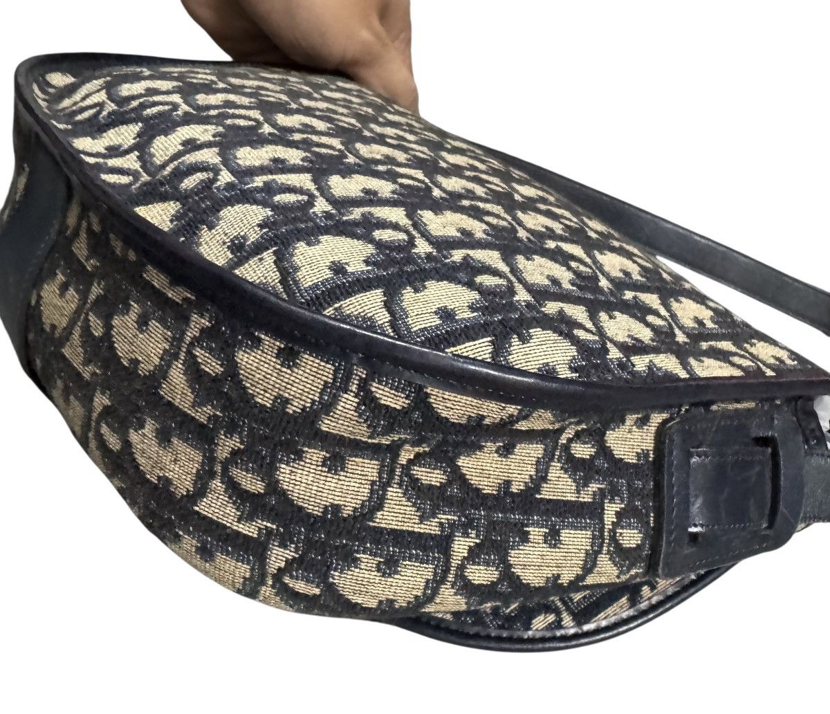 Dior Vtg🔥Christian Dior Trotter Canvas Shoulder Bag Navy Gold Size ONE SIZE - 19 Thumbnail