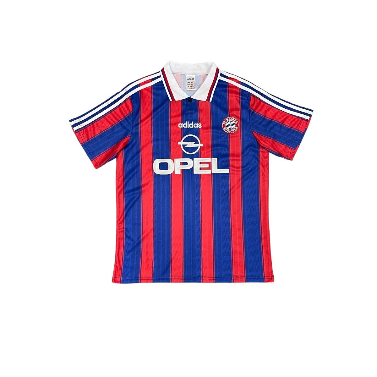 image of Vintage Adidas Bayern Munich 1995/1997 Home Soccer Jersey in Blue/Red, Men's (Size Large)