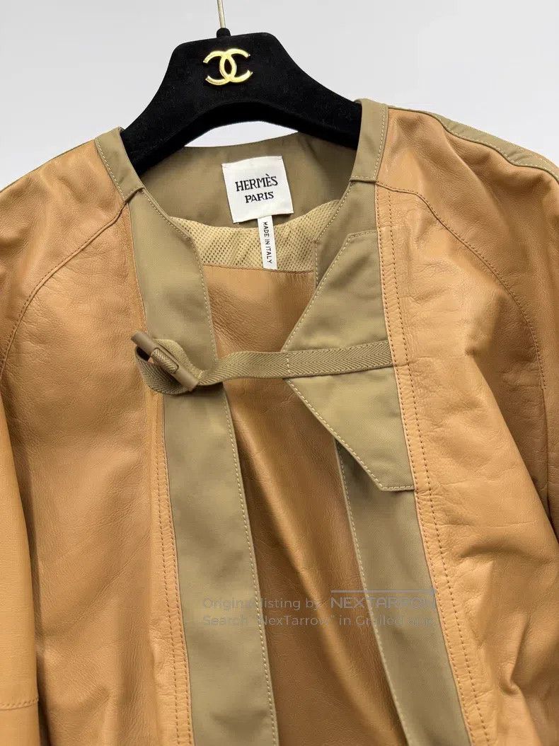 Hermes Hermes Brown short color-blocked leather coat Size XS / US 0-2 / IT 36-38 - 2 Thumbnail