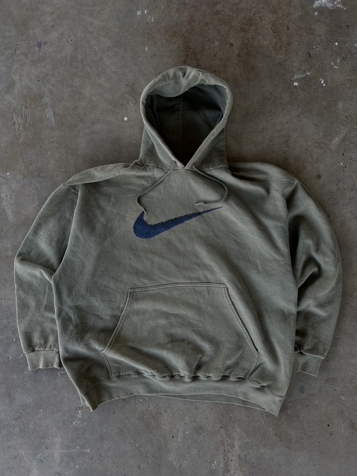 Nike × Vintage Vintage 90’s Silver Tag Pistachio Nike Big Swoosh Hoodie Size US XL / EU 56 / 4 - 1 Thumbnail