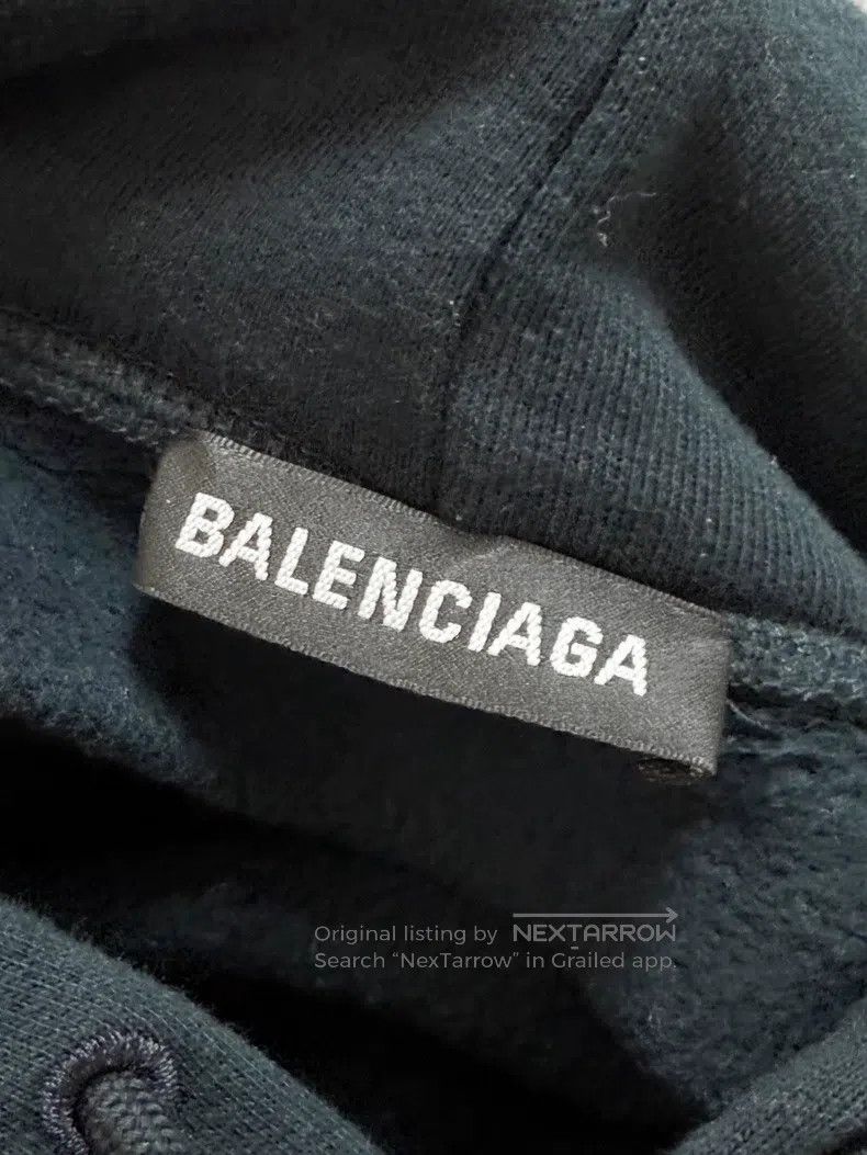 Balenciaga Balenciaga Dark Blue and White Letter Hooded Fleece Hoodie Size US L / EU 52-54 / 3 - 6 Thumbnail