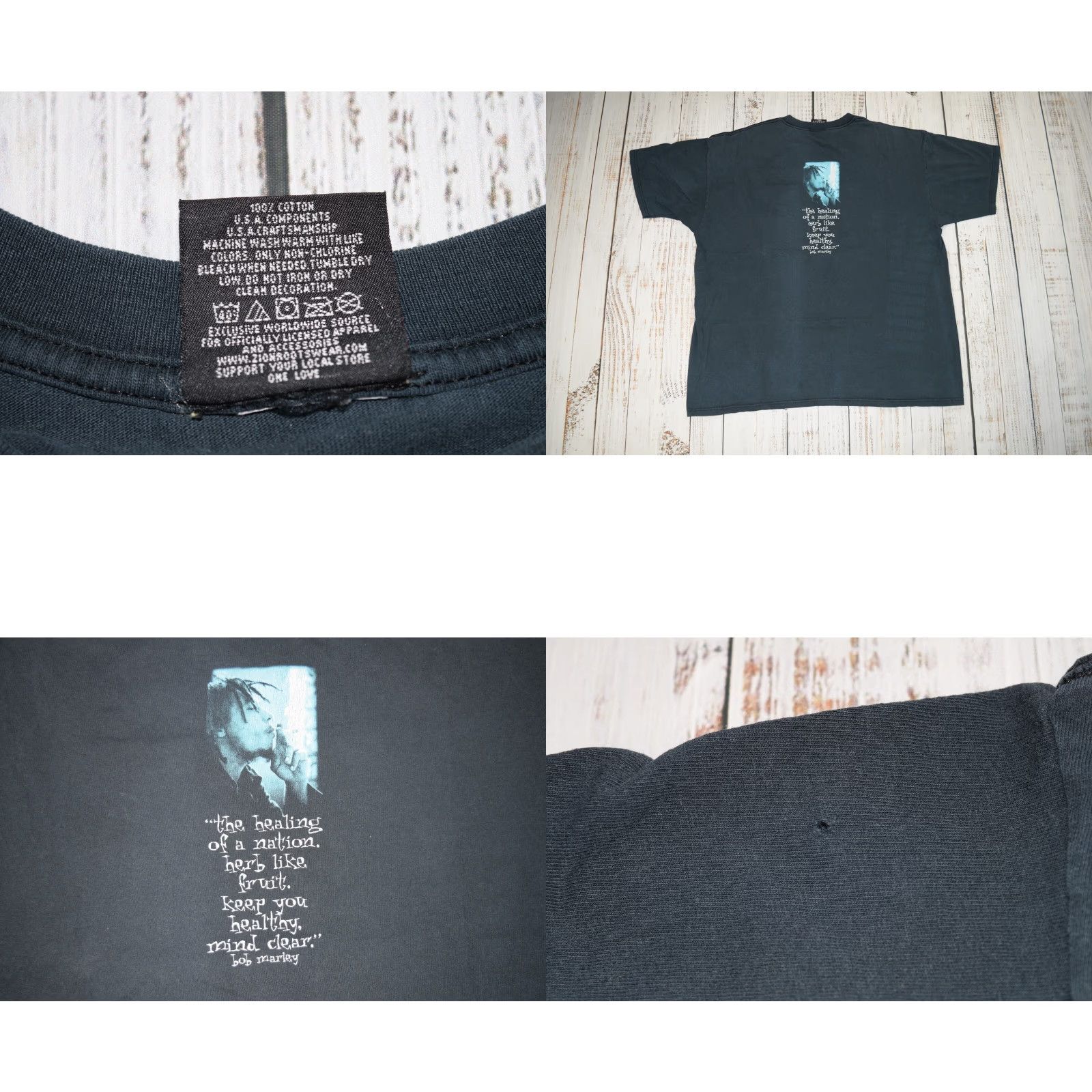 Vintage VINTAGE Zion Rootswear Reggae T-Shirt - Bob Marley - Reggae/Rap 90s - Men's 3XL/XXL, Black, Crew Neck, Short Sleeve, Cotton Size US L / EU 52-54 / 3 - 8 Thumbnail