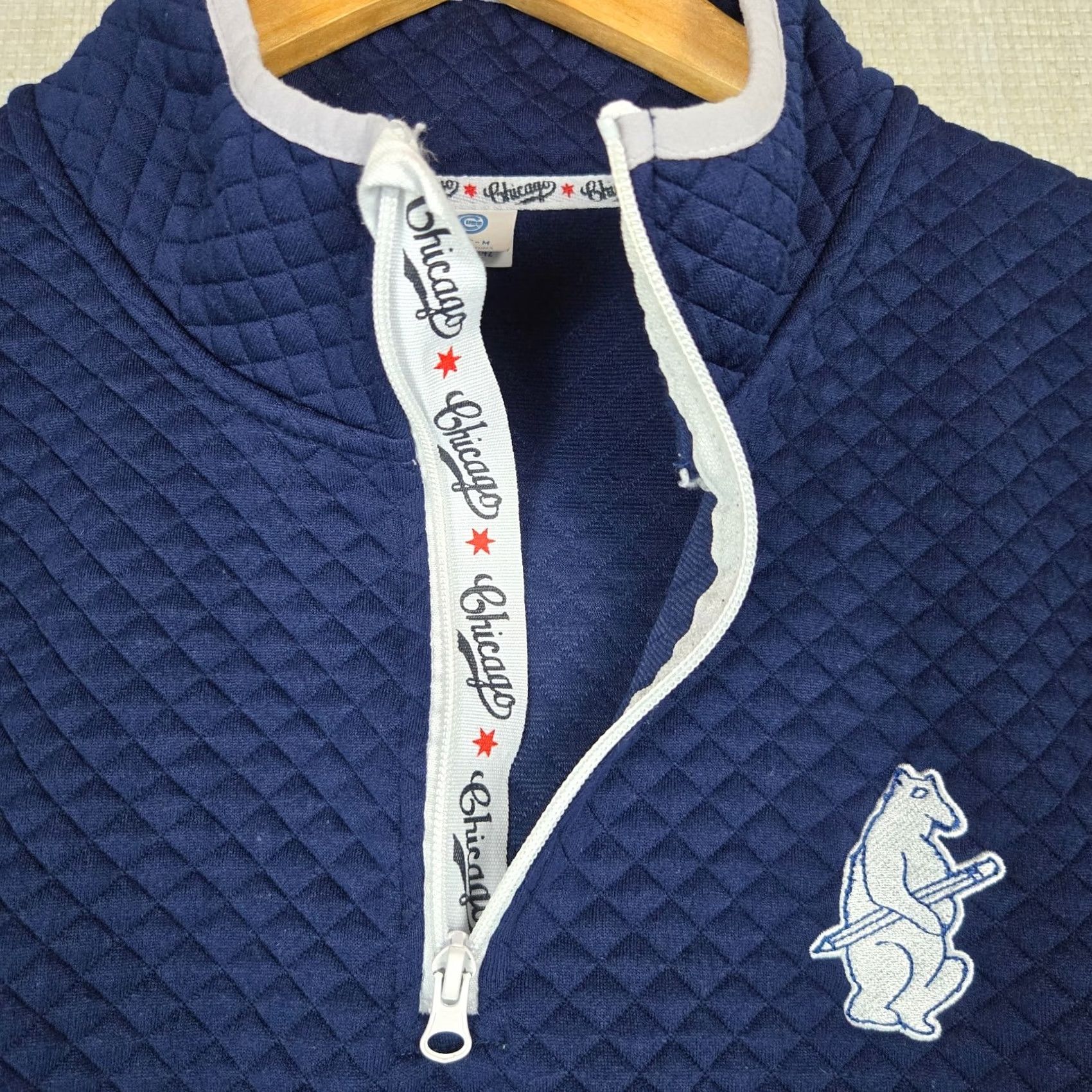 Logo 7 CHICAGO CUBS Windbreaker Pullover 1/4 Zip Teacher Logo Mens Medium NFC Blue Quilted Moistu re Wicking Breathable Polyester Size US M / EU 48-50 / 2 - 5 Thumbnail