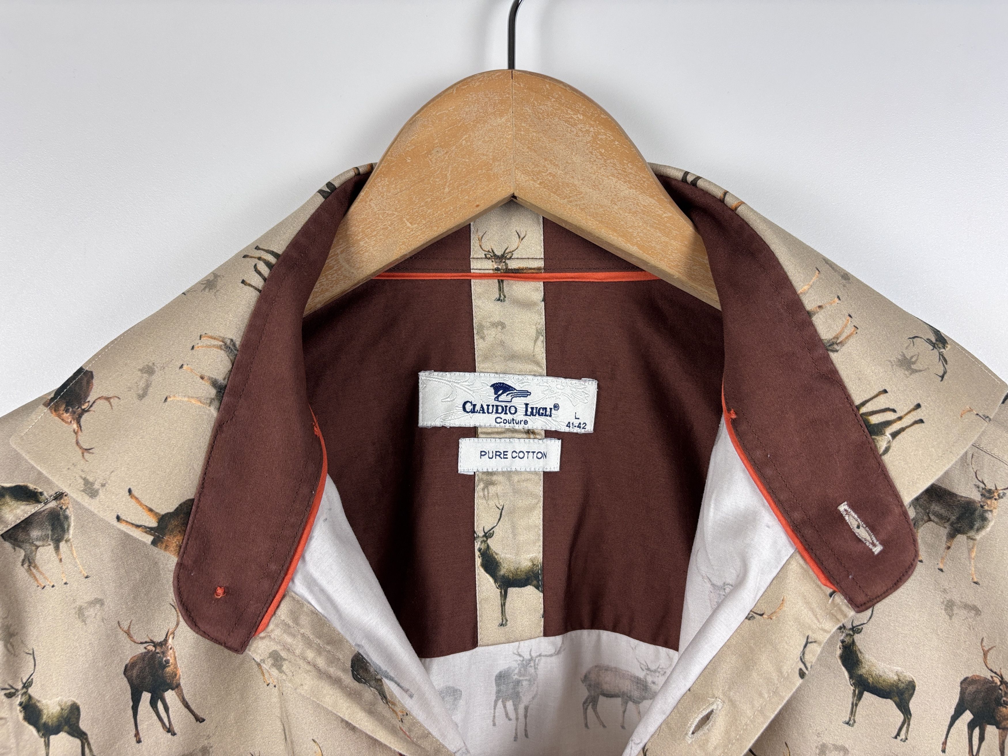 Other Claudio Lugli Button Up Long Sleeve Deer Pattern Shirt L Size US L / EU 52-54 / 3 - 7 Thumbnail