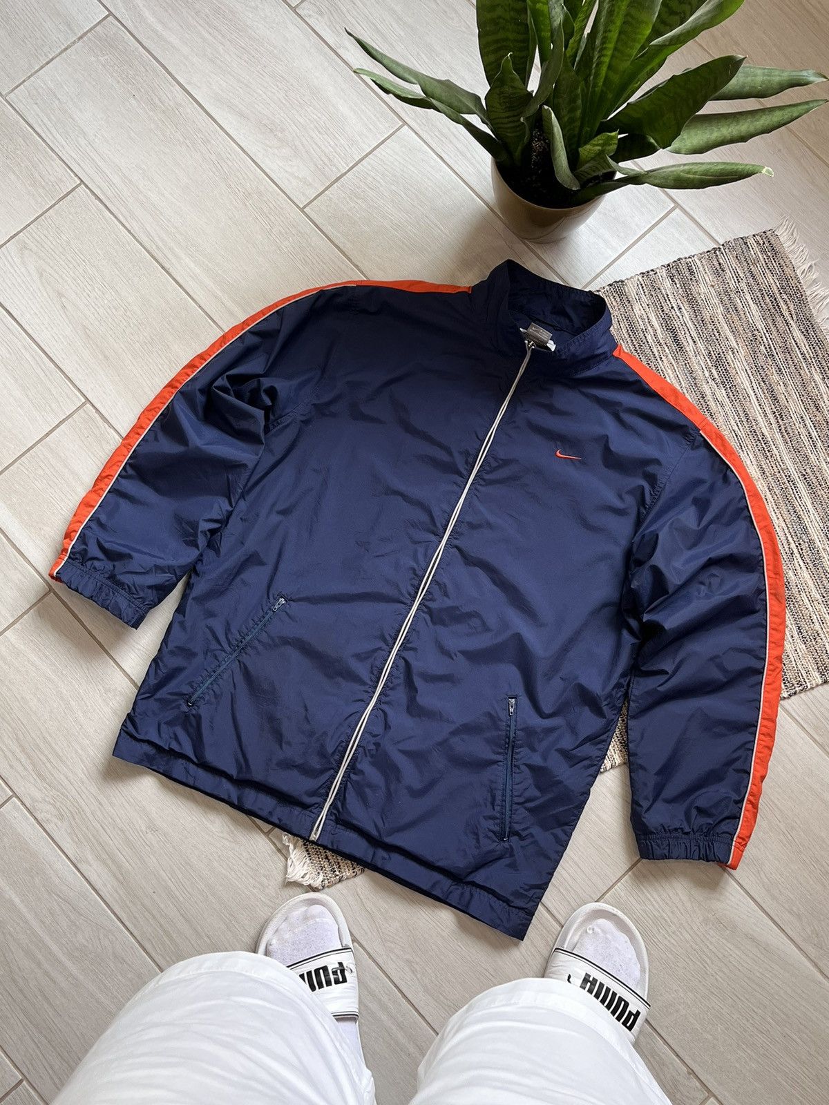 Nike × Vintage Vintage Nike jacket navy nylon windbreaker raincoat Size US L / EU 52-54 / 3 - 3 Thumbnail