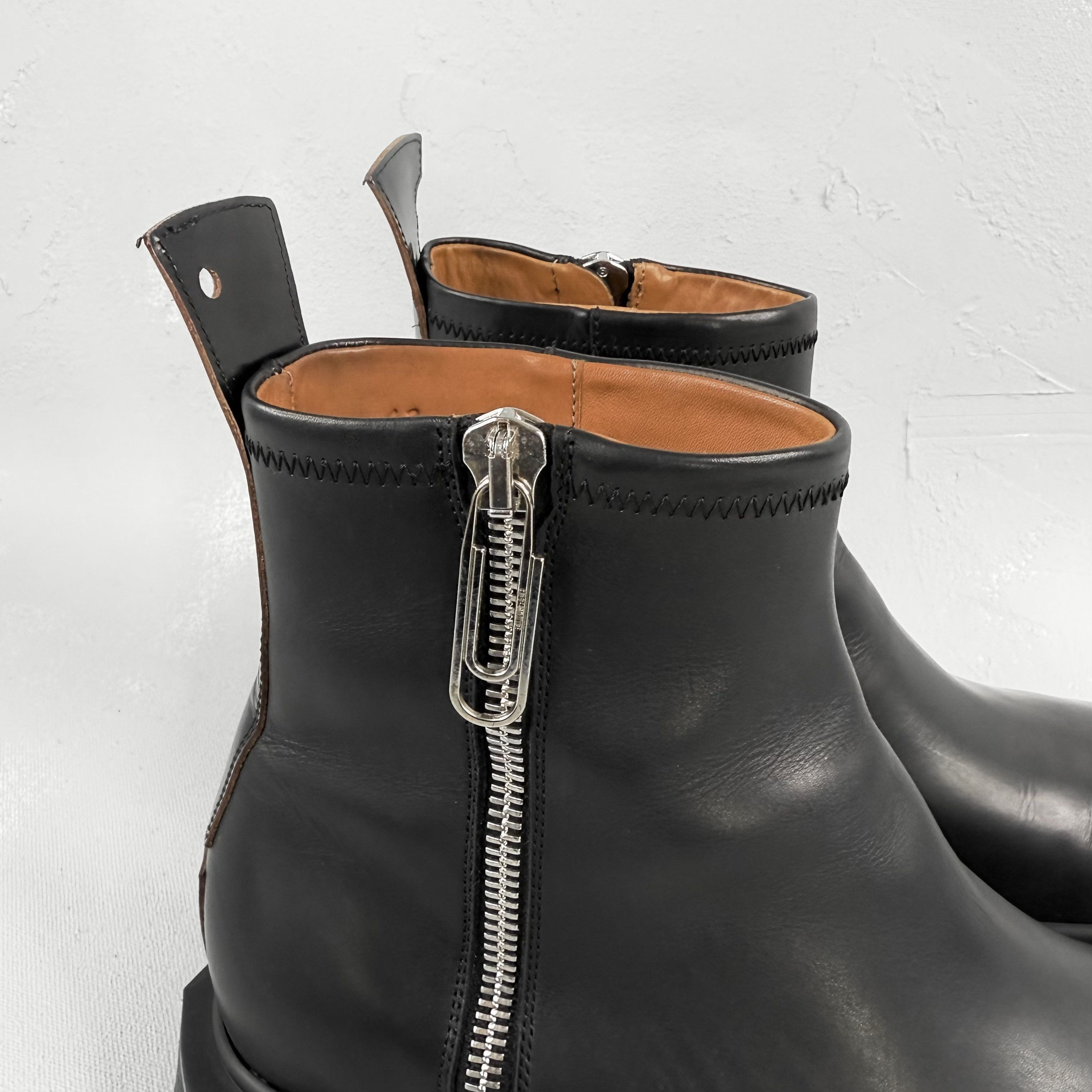 Off-White Sponge Sole Black Leather Zip Ankle Boot