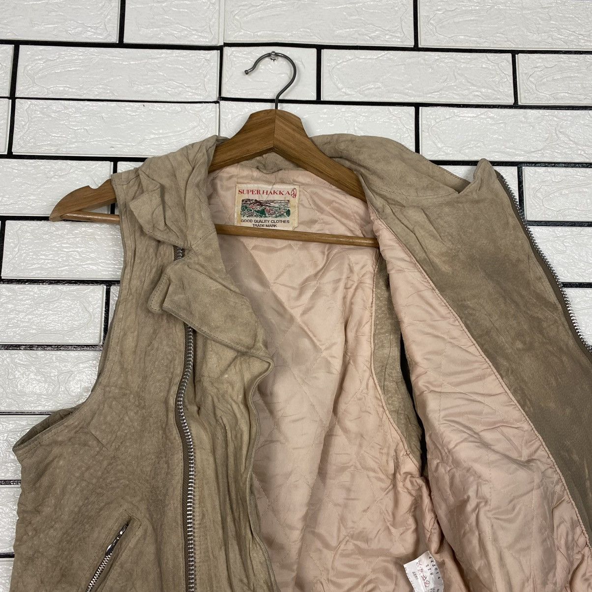 Japanese Brand 🔥VEST BIKER LEATHER JACKET DOUBLE COLLAR SUPER HAKKA JAPAN Size US S / EU 44-46 / 1 - 13 Thumbnail