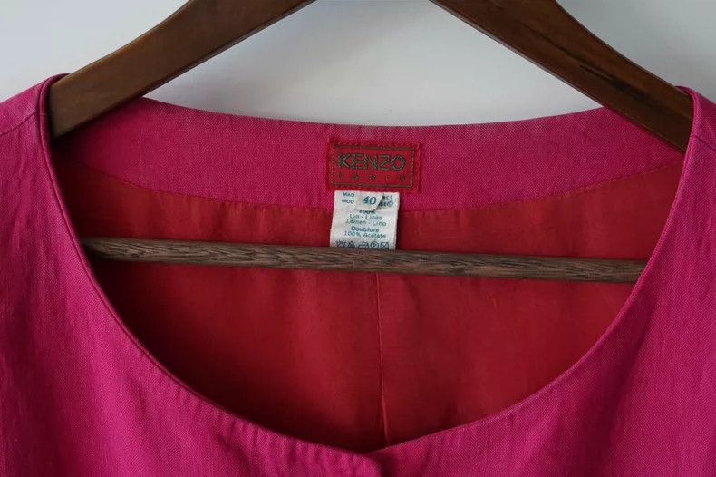 Kenzo KENZO Round collar rose red orange linen suit of the 1980s Size XS / US 0-2 / IT 36-38 - 8 Thumbnail