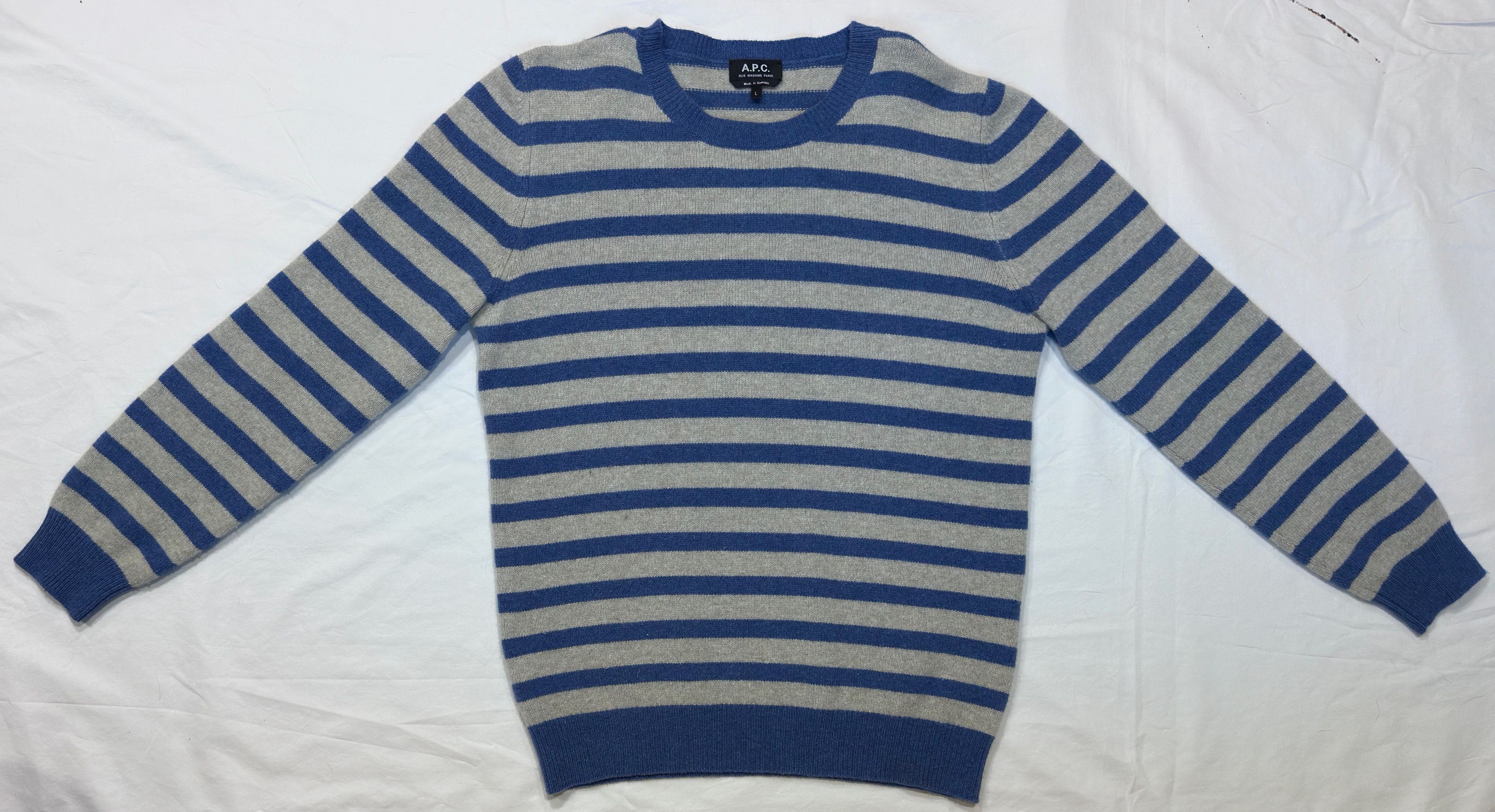 A.P.C. A.P.C. Striped Crew Sweater Size US L / EU 52-54 / 3 - 3 Thumbnail
