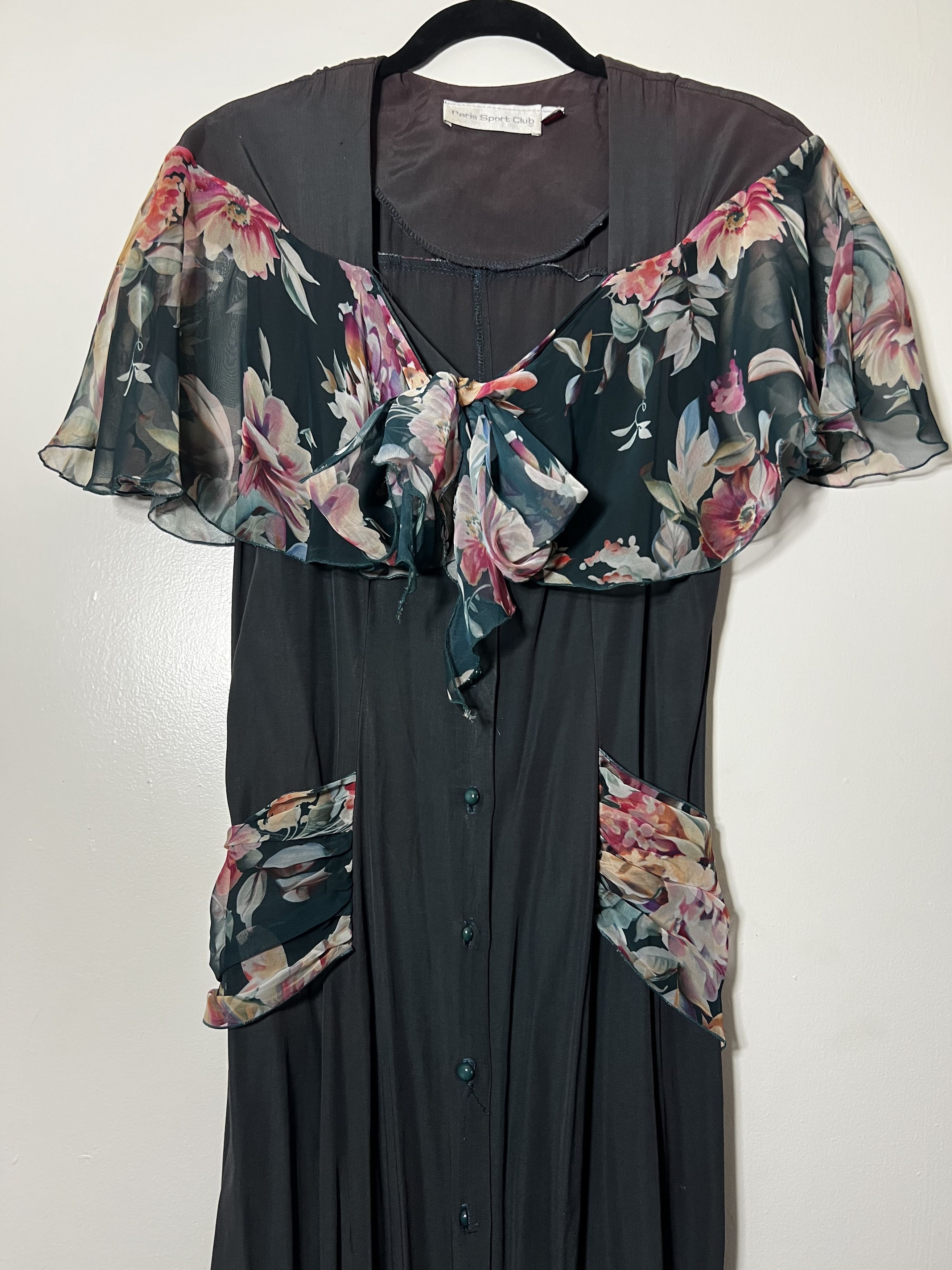 Vintage Vintage 80's-90's Floral Paris Sport Club Long Maxi Dress Size M / US 6-8 / IT 42-44 - 3 Thumbnail