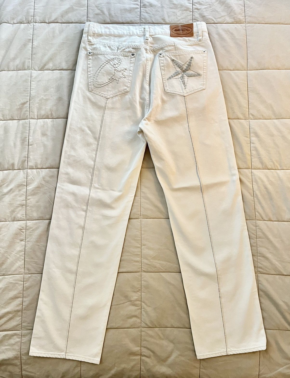 Pre-owned Corteiz X Vintage Corteiz C-star Denim Jeans “white” Xl